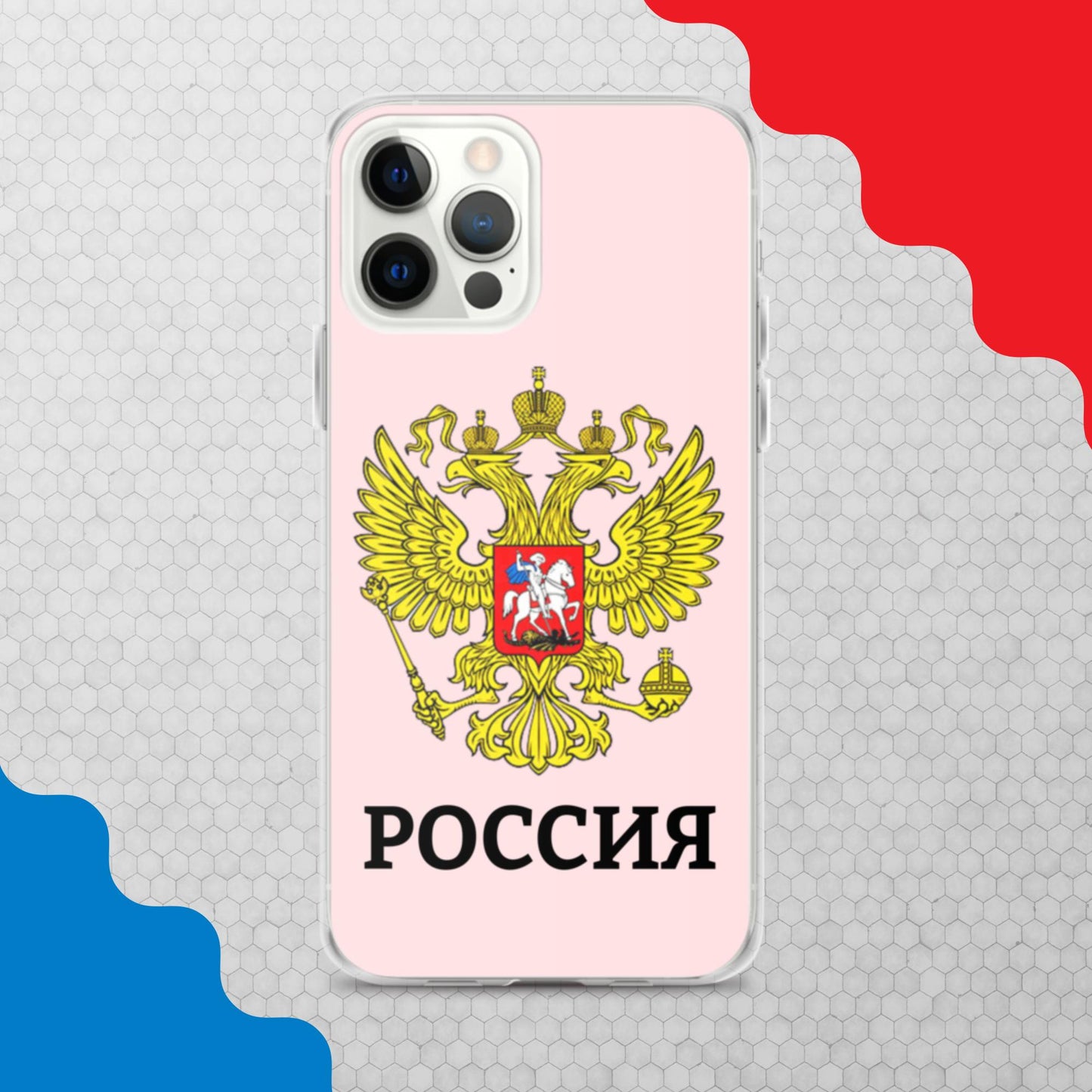 iPhone-Hülle mit Russland-Wappen in rosa (alle Modelle)