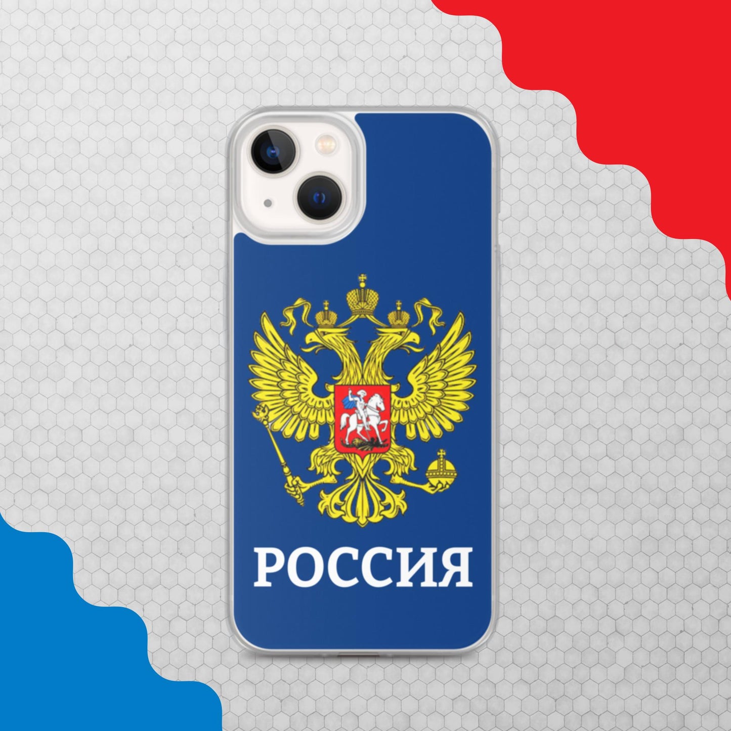 iPhone-Hülle mit Russland-Wappen in blau (alle Modelle)