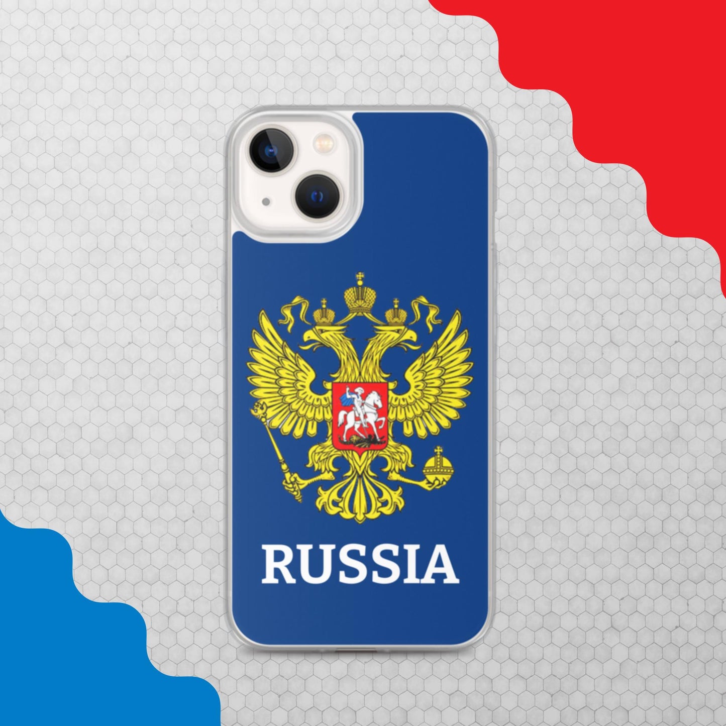 iPhone-Hülle mit Russland-Wappen in blau (alle Modelle)