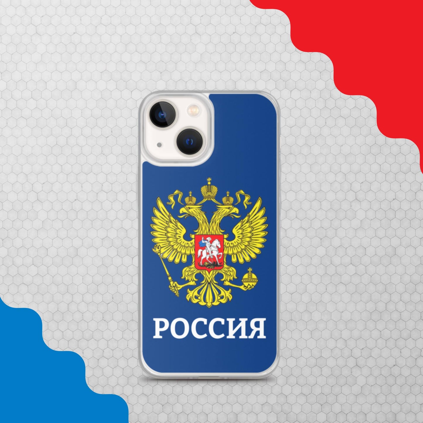 iPhone-Hülle mit Russland-Wappen in blau (alle Modelle)