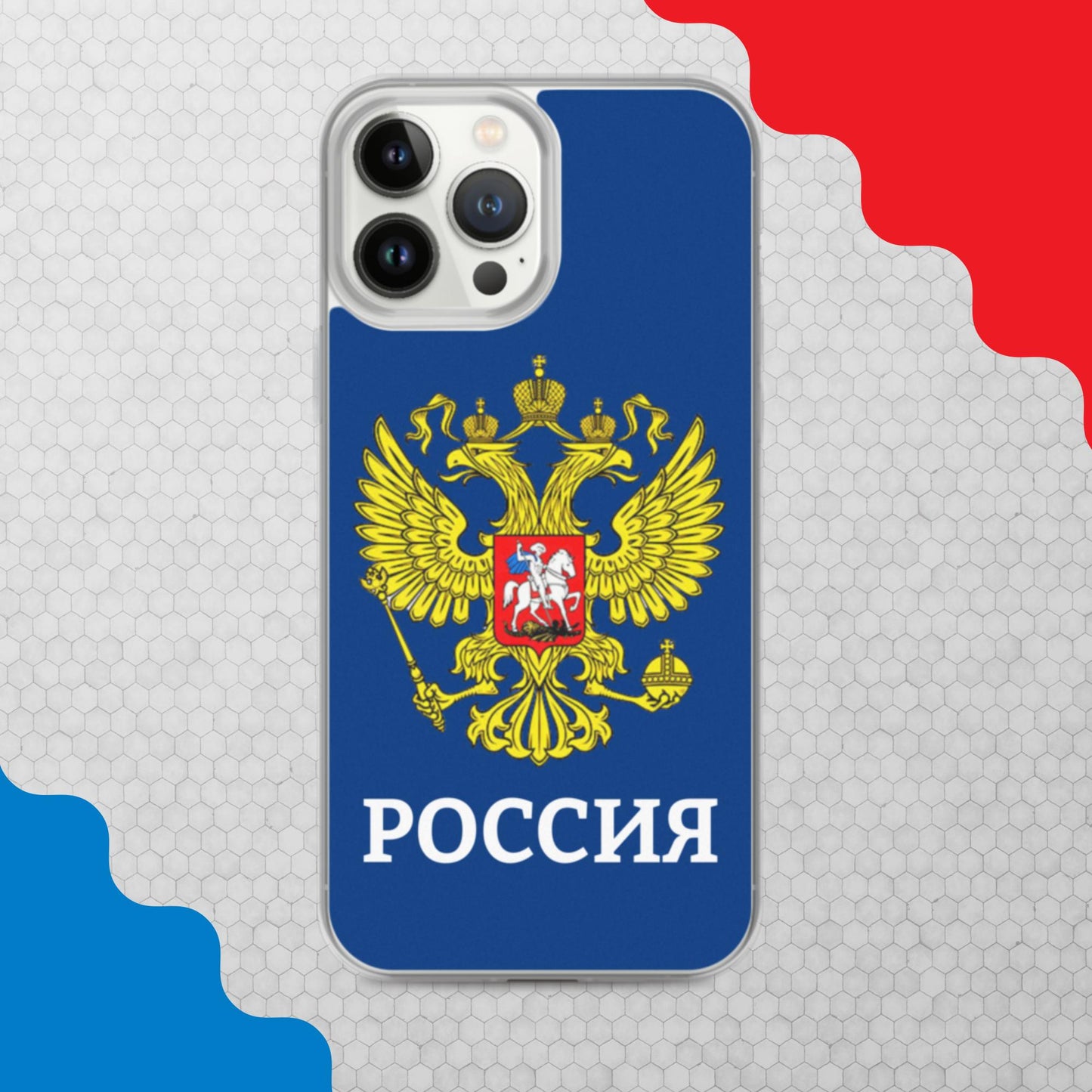 iPhone-Hülle mit Russland-Wappen in blau (alle Modelle)