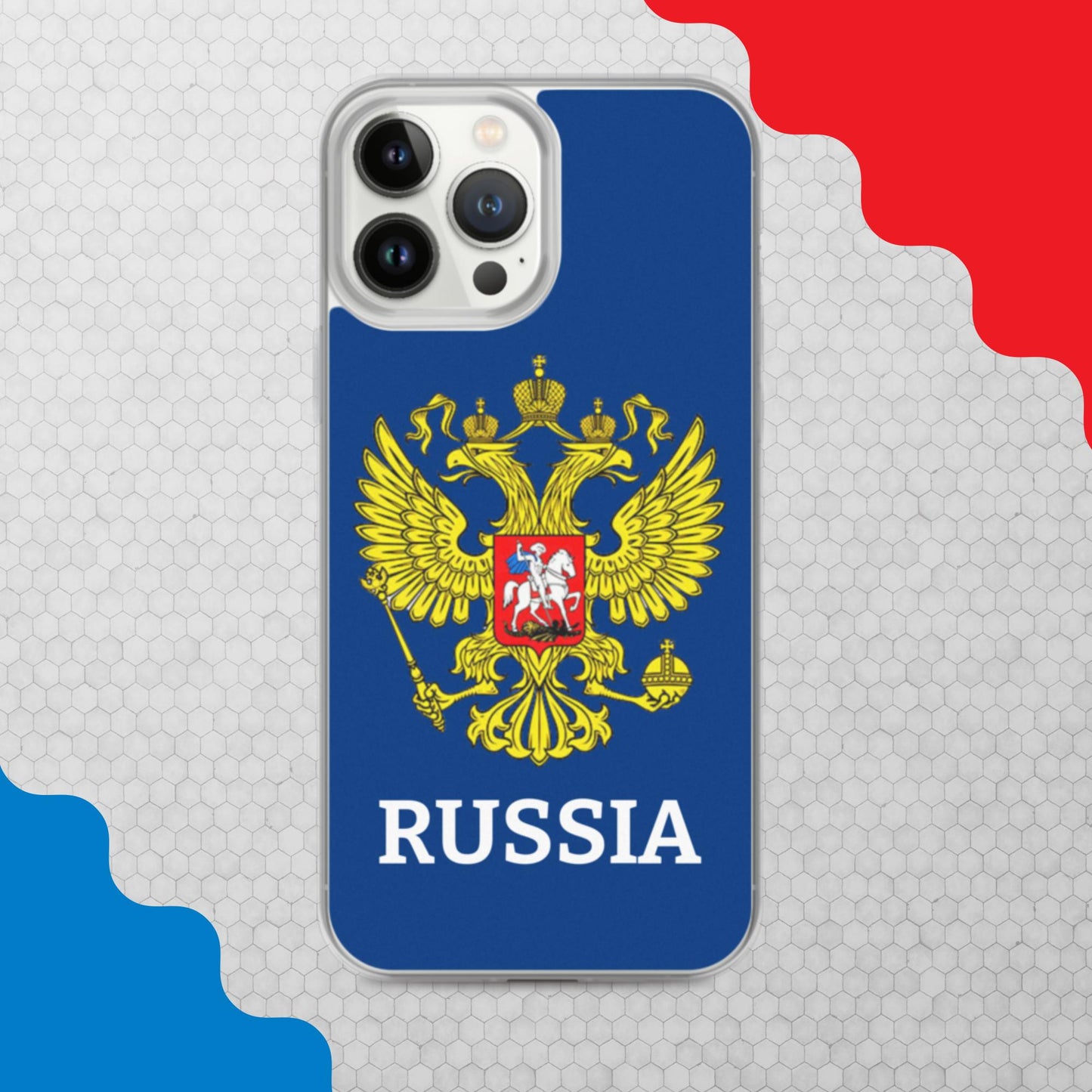 iPhone-Hülle mit Russland-Wappen in blau (alle Modelle)