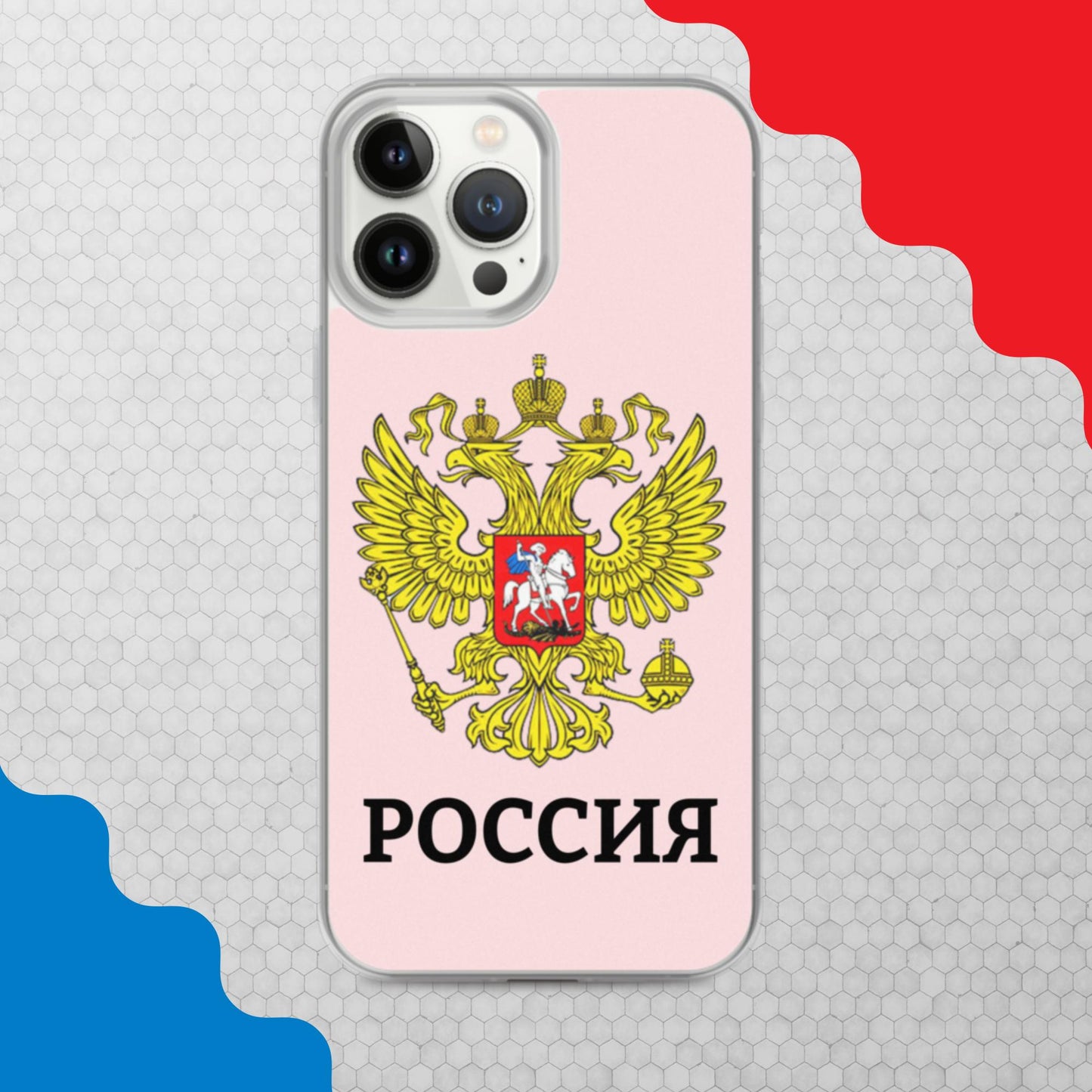 iPhone-Hülle mit Russland-Wappen in rosa (alle Modelle)