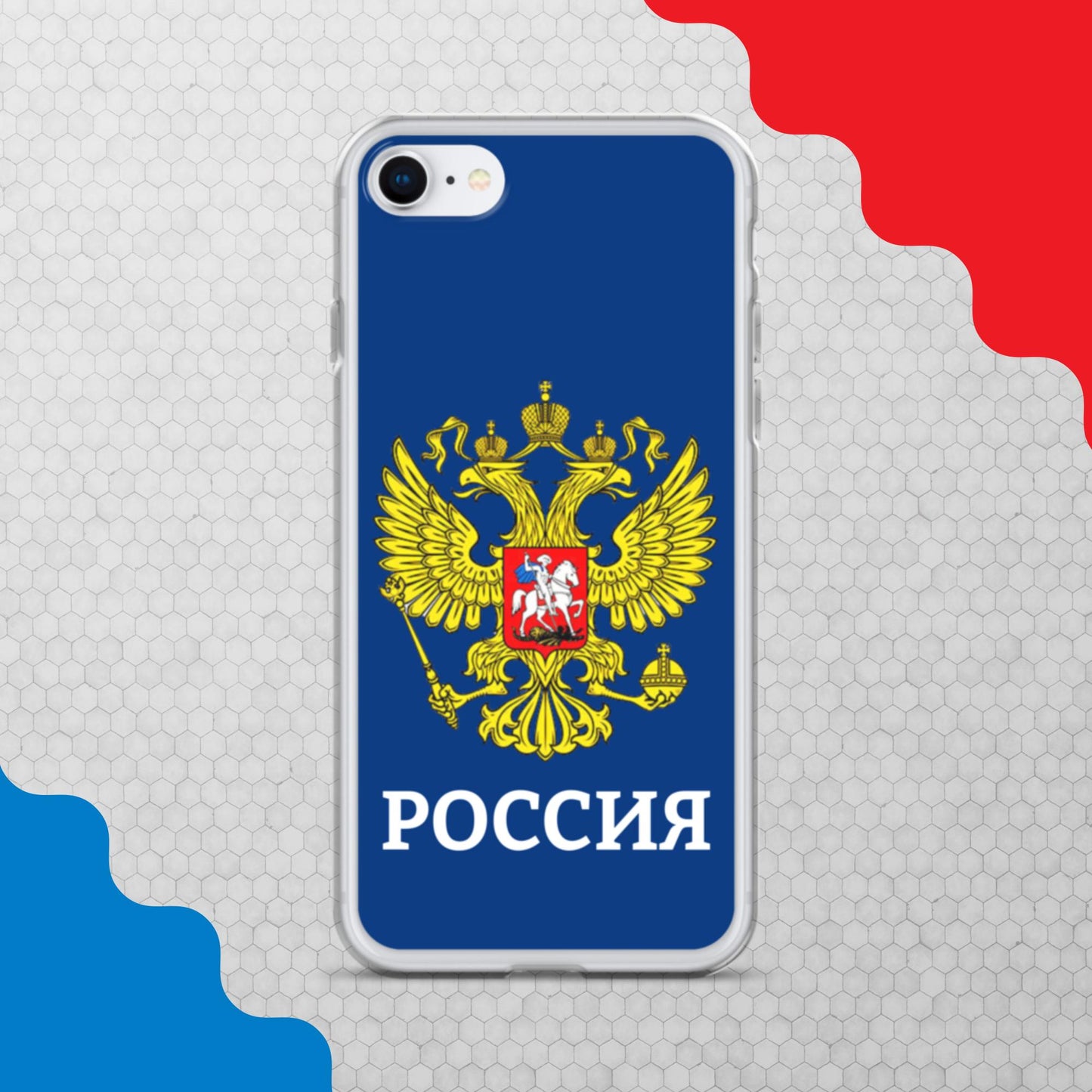 iPhone-Hülle mit Russland-Wappen in blau (alle Modelle)