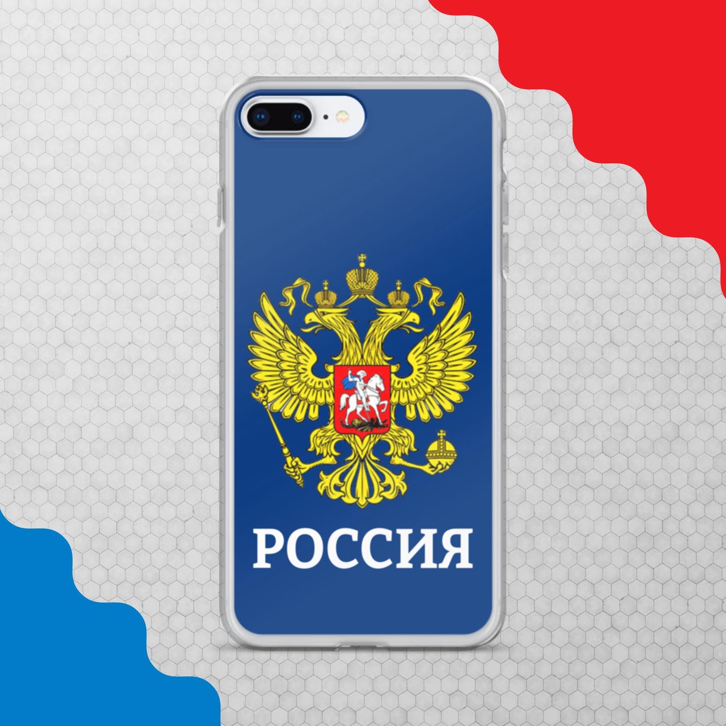 iPhone-Hülle mit Russland-Wappen in blau (alle Modelle)