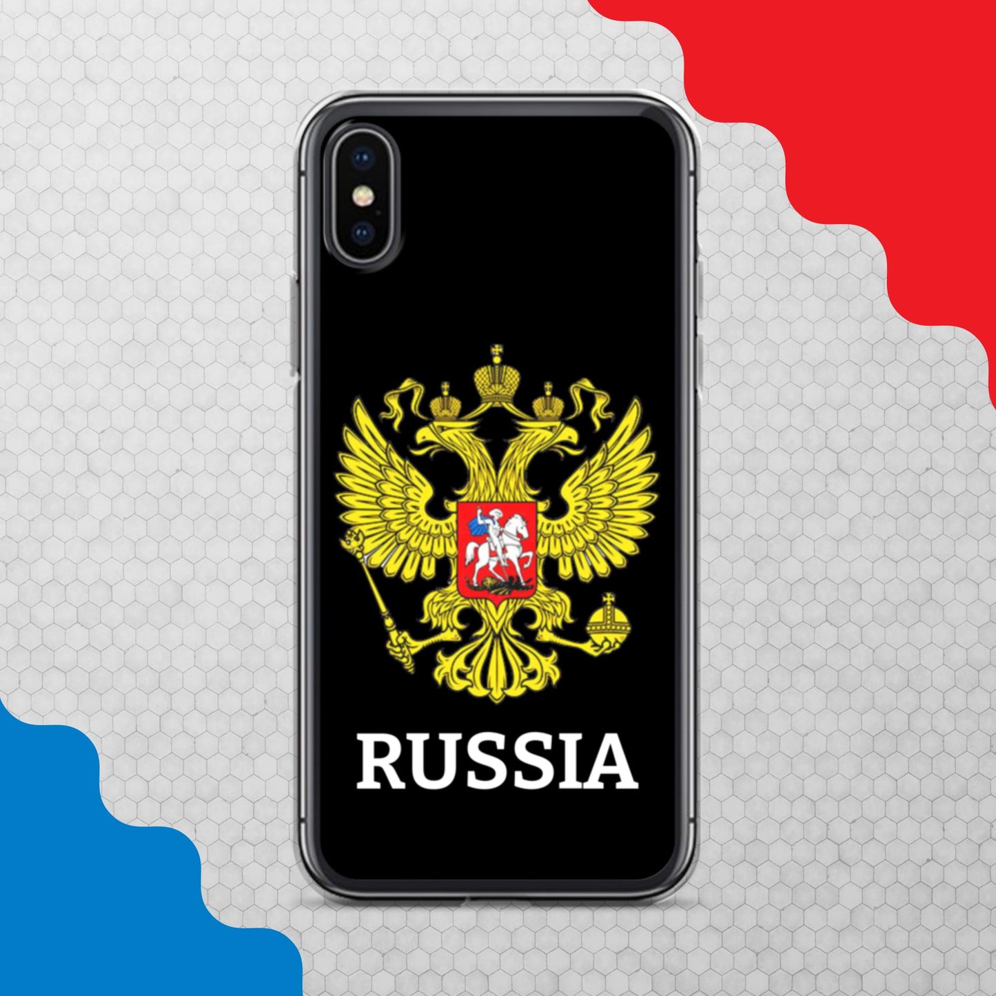 iPhone-Hülle mit Russland-Wappen in schwarz (alle Modelle)