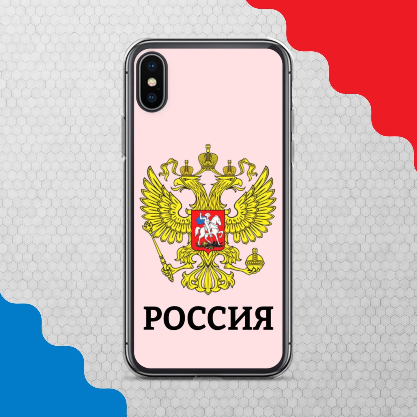 iPhone-Hülle mit Russland-Wappen in rosa (alle Modelle)