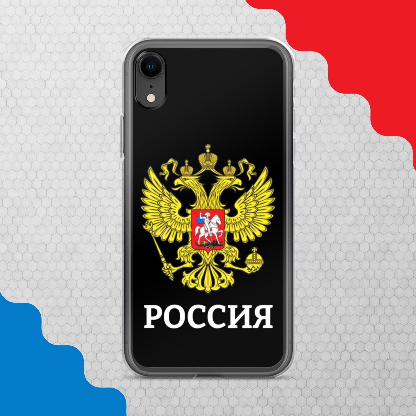 iPhone-Hülle mit Russland-Wappen in schwarz (alle Modelle)
