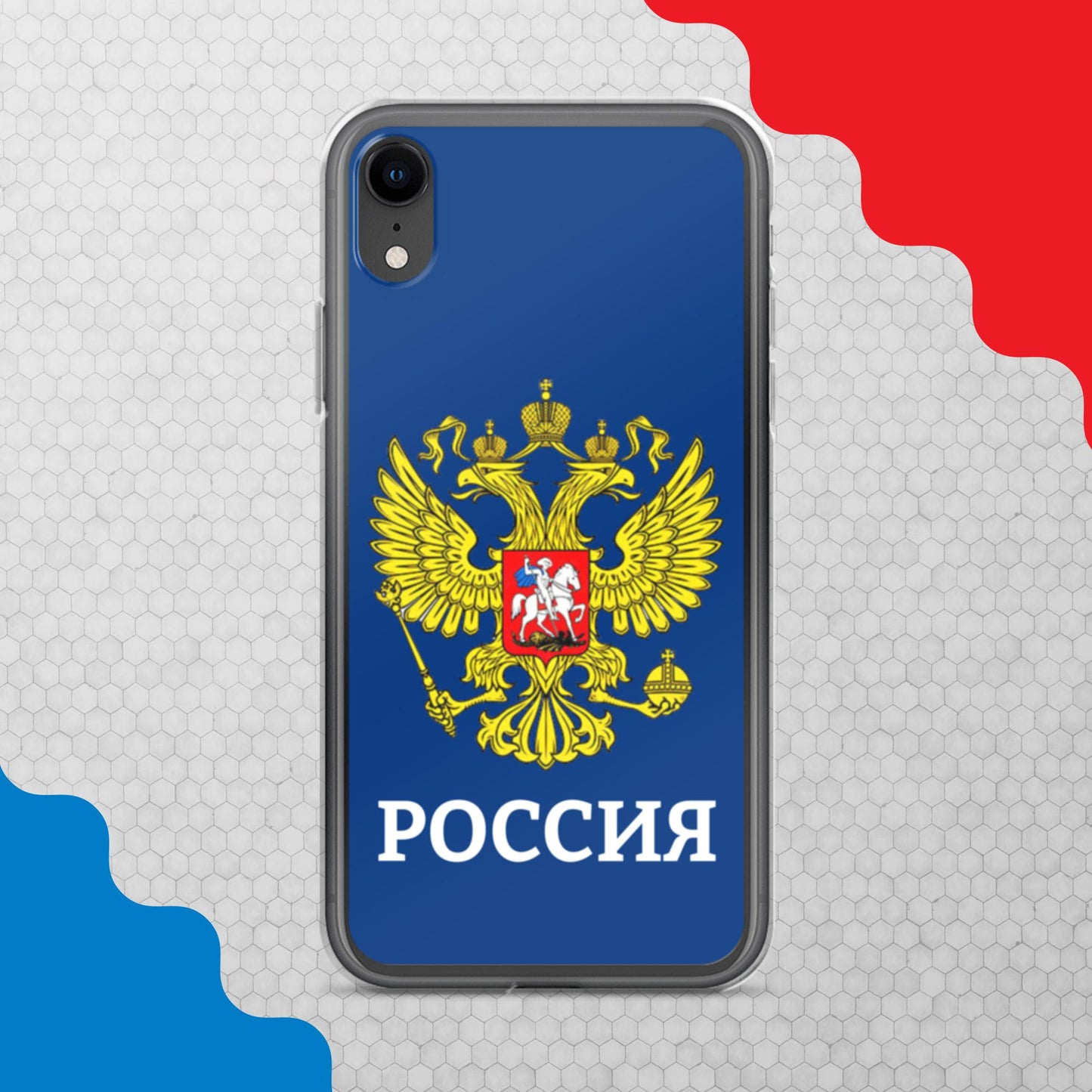 iPhone-Hülle mit Russland-Wappen in blau (alle Modelle)