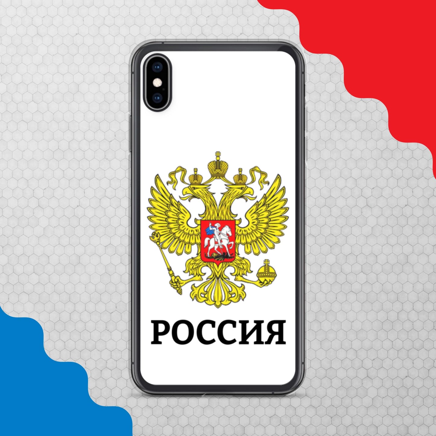 iPhone-Hülle mit Russland-Wappen in weiß (alle Modelle)