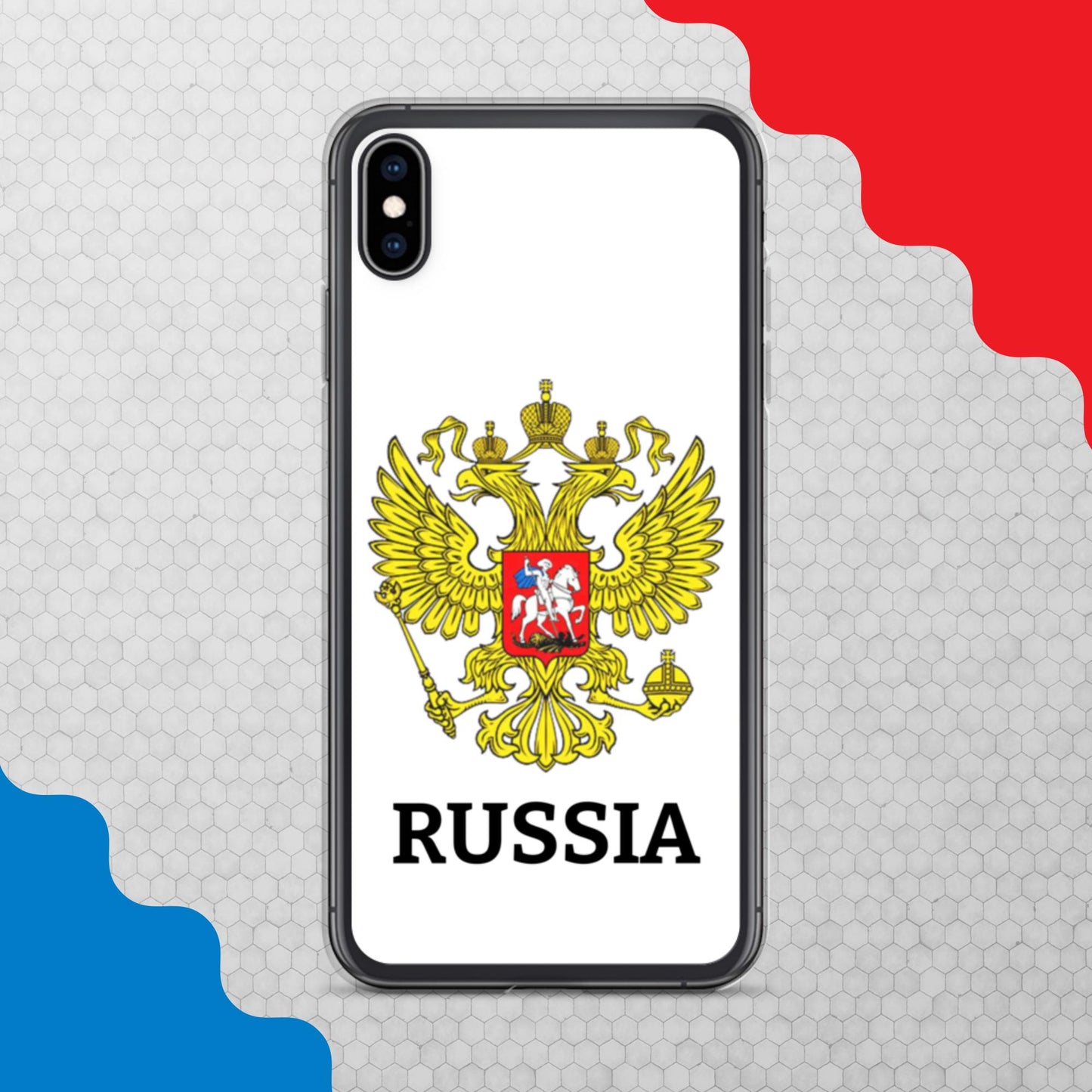 iPhone-Hülle mit Russland-Wappen in weiß (alle Modelle)