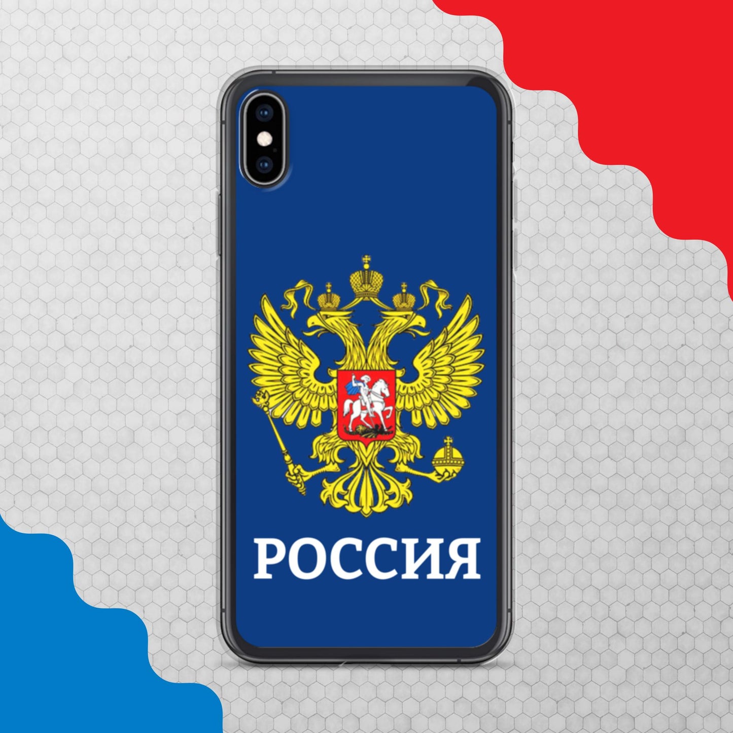 iPhone-Hülle mit Russland-Wappen in blau (alle Modelle)