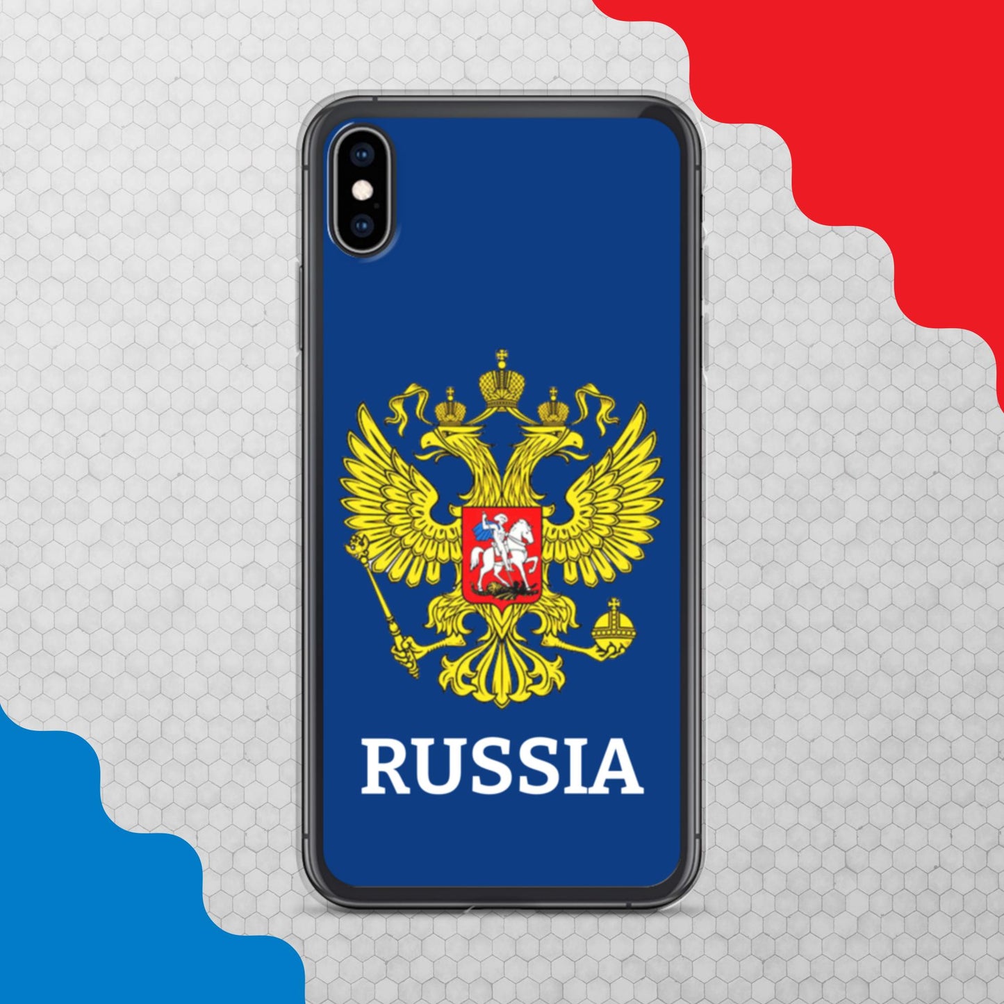 iPhone-Hülle mit Russland-Wappen in blau (alle Modelle)