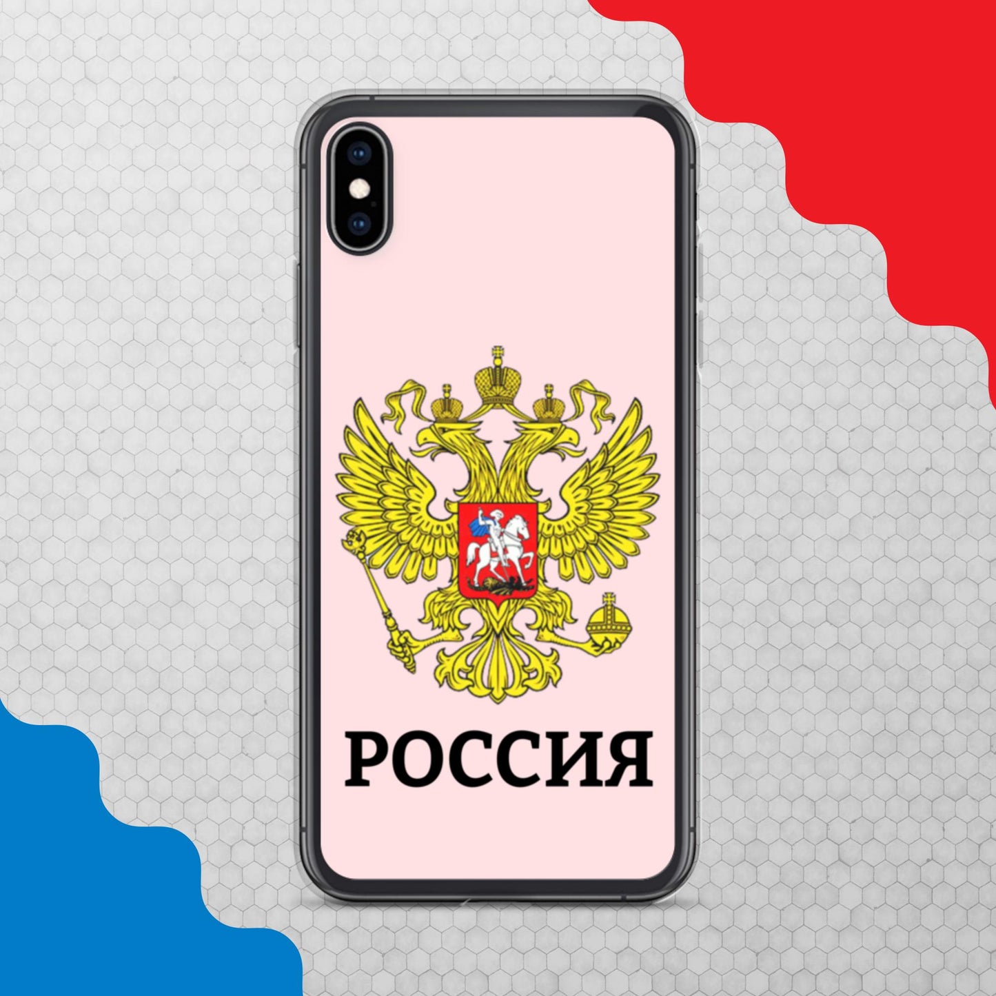 iPhone-Hülle mit Russland-Wappen in rosa (alle Modelle)
