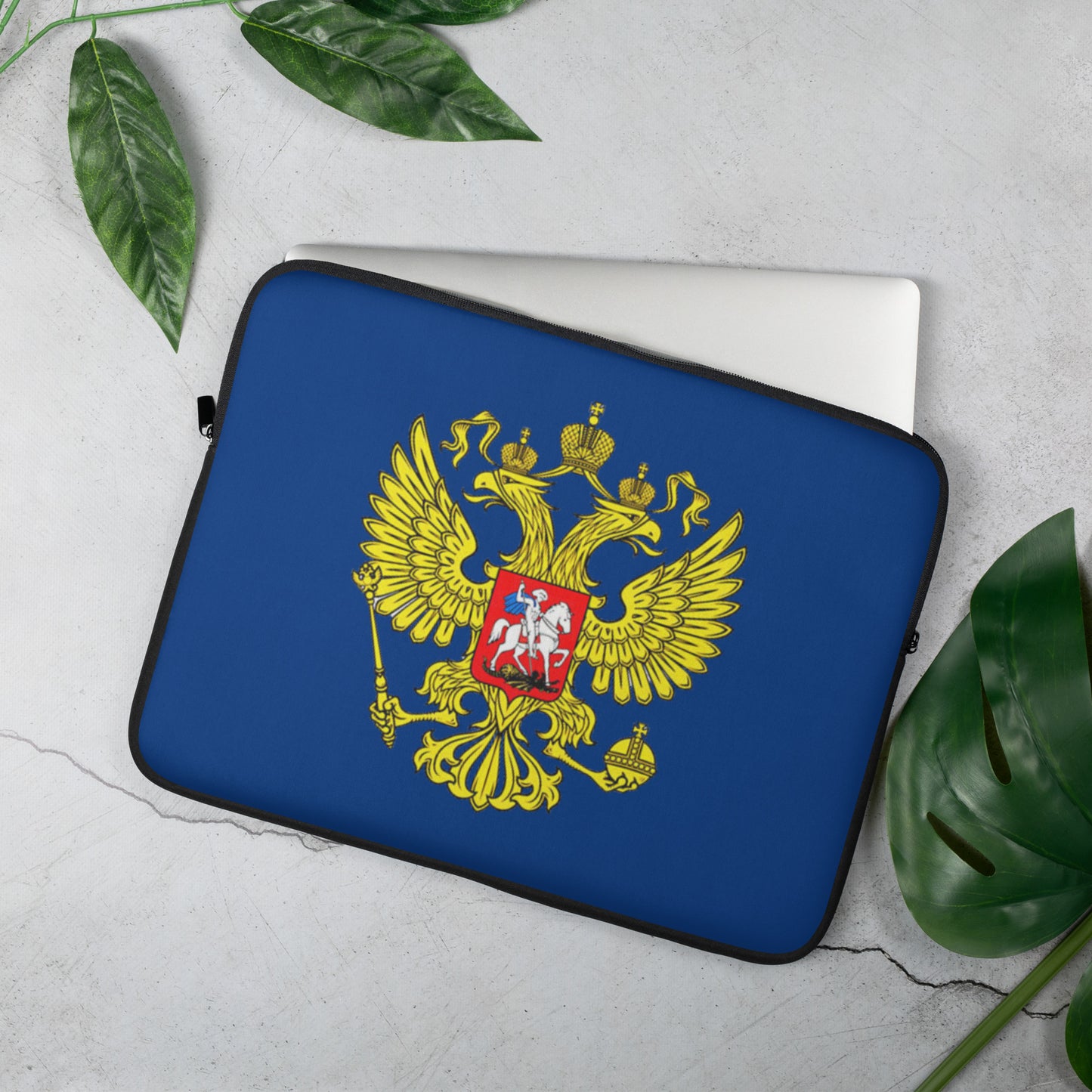 Laptop-Tasche mit Russland-Wappen in dunkelblau