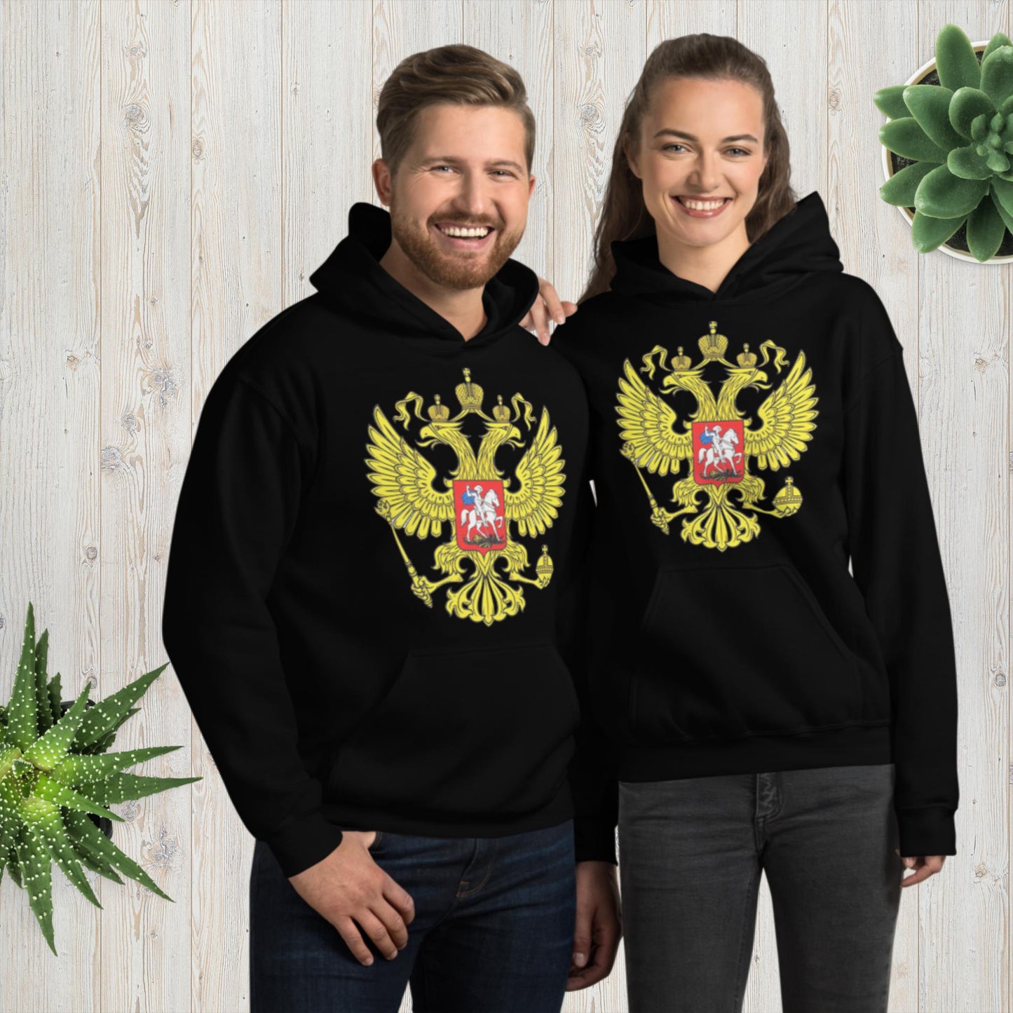 Hoodie Kapuzenpullover mit Russland Wappen in verschiedenen Farben
