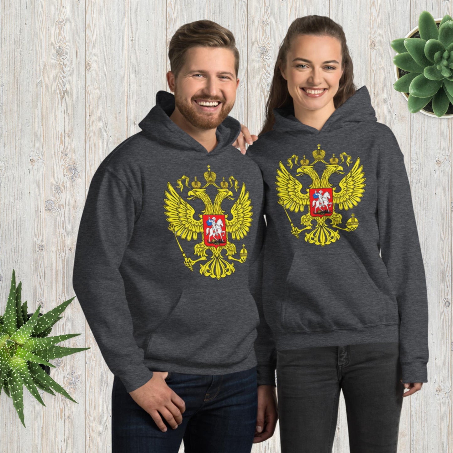 Hoodie Kapuzenpullover mit Russland Wappen in verschiedenen Farben