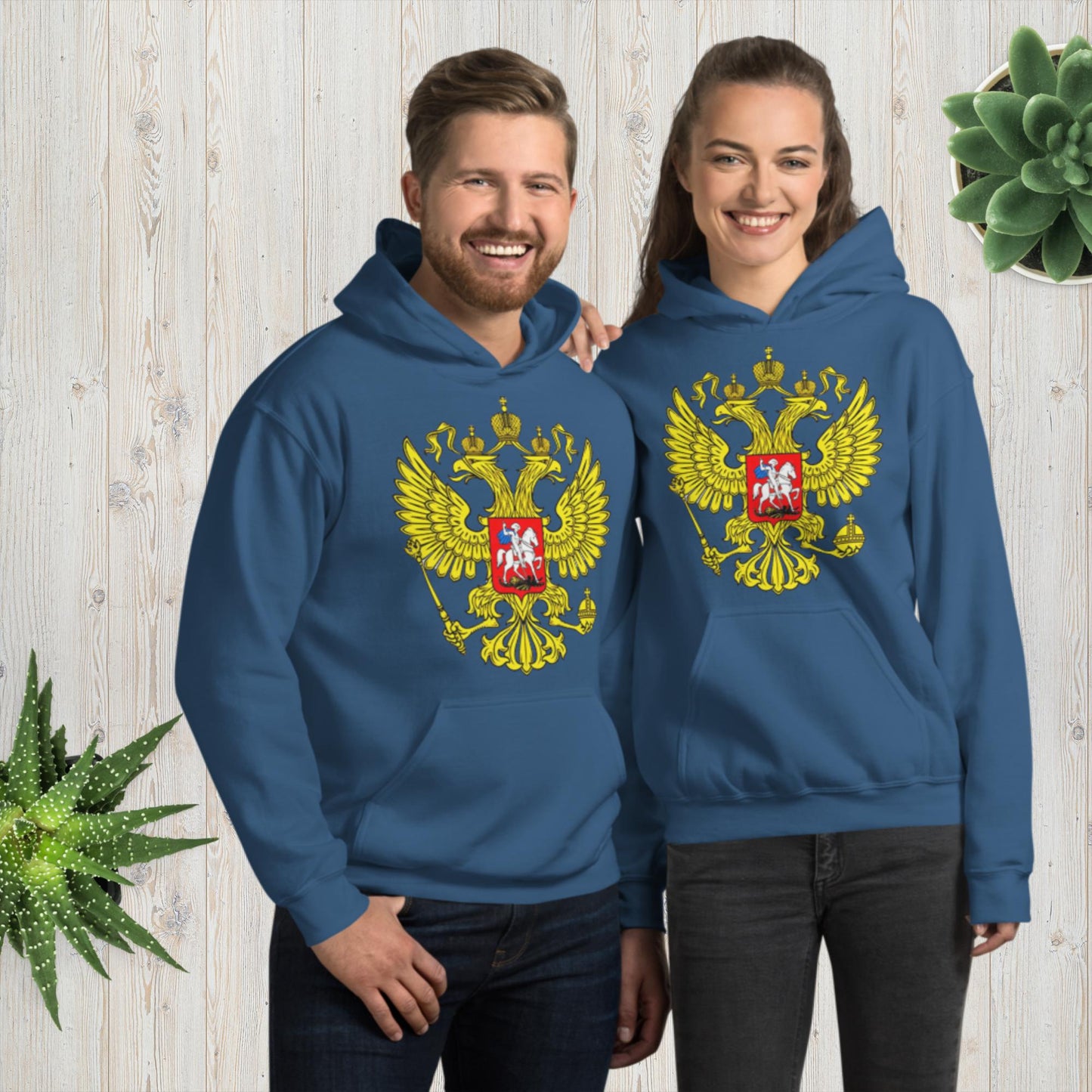 Hoodie Kapuzenpullover mit Russland Wappen in verschiedenen Farben