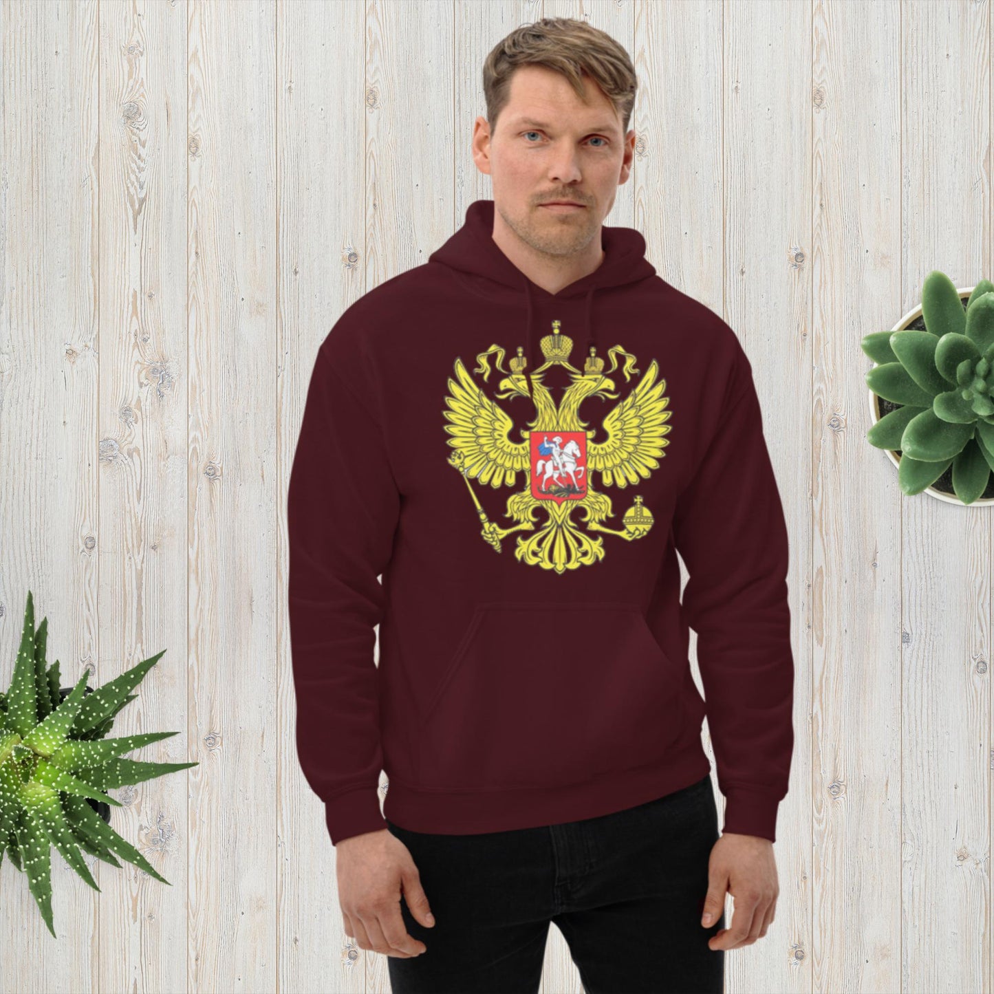 Hoodie Kapuzenpullover mit Russland Wappen in verschiedenen Farben