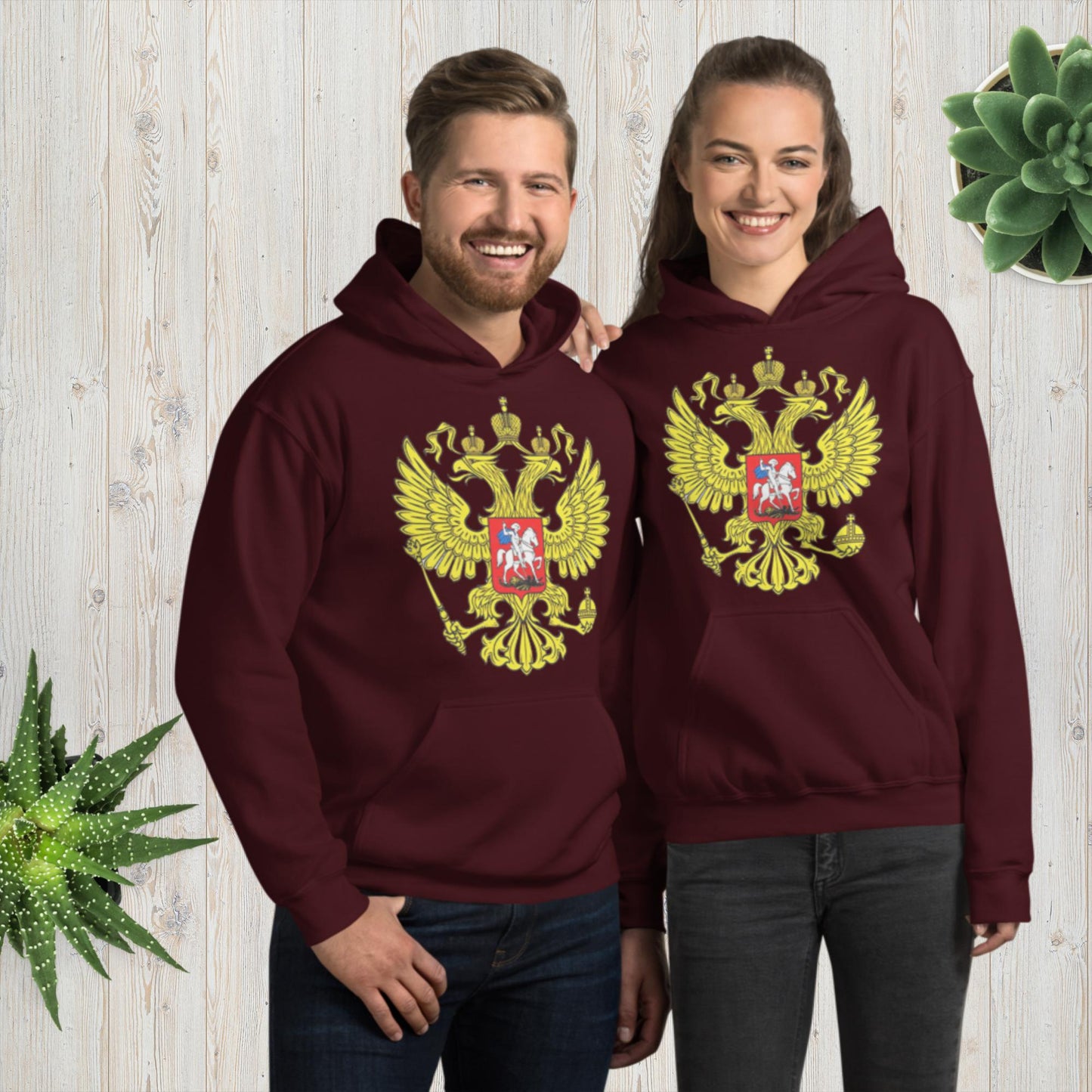 Hoodie Kapuzenpullover mit Russland Wappen in verschiedenen Farben