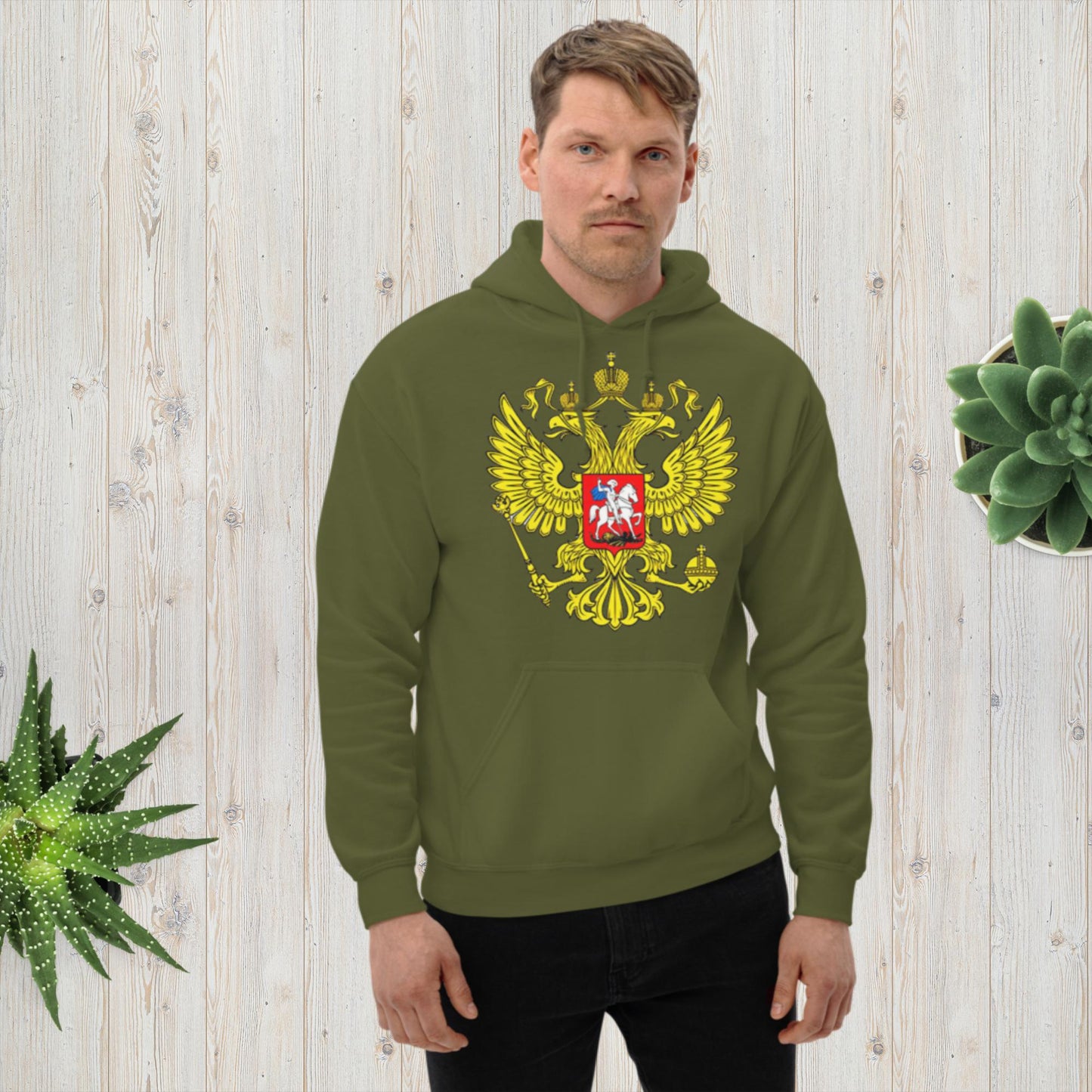 Hoodie Kapuzenpullover mit Russland Wappen in verschiedenen Farben