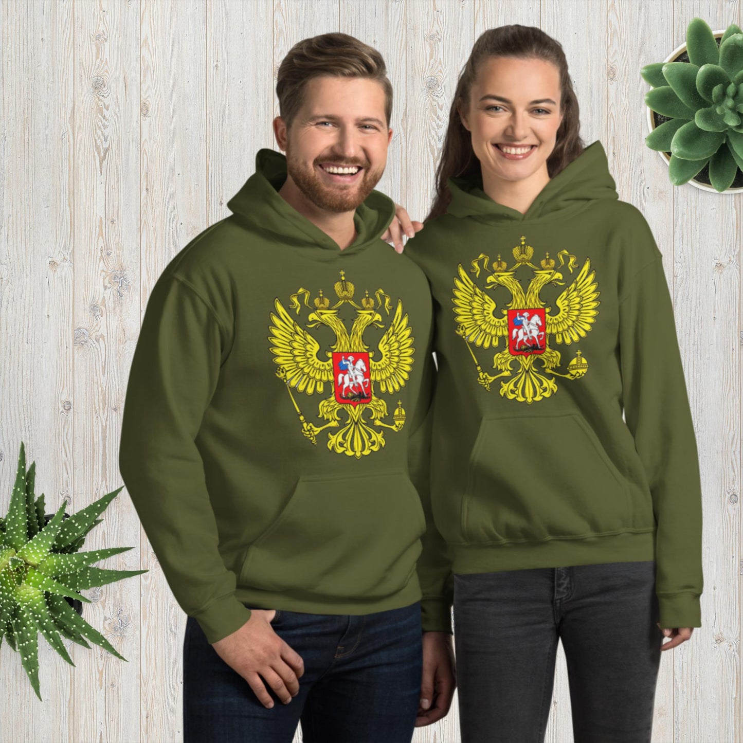 Hoodie Kapuzenpullover mit Russland Wappen in verschiedenen Farben