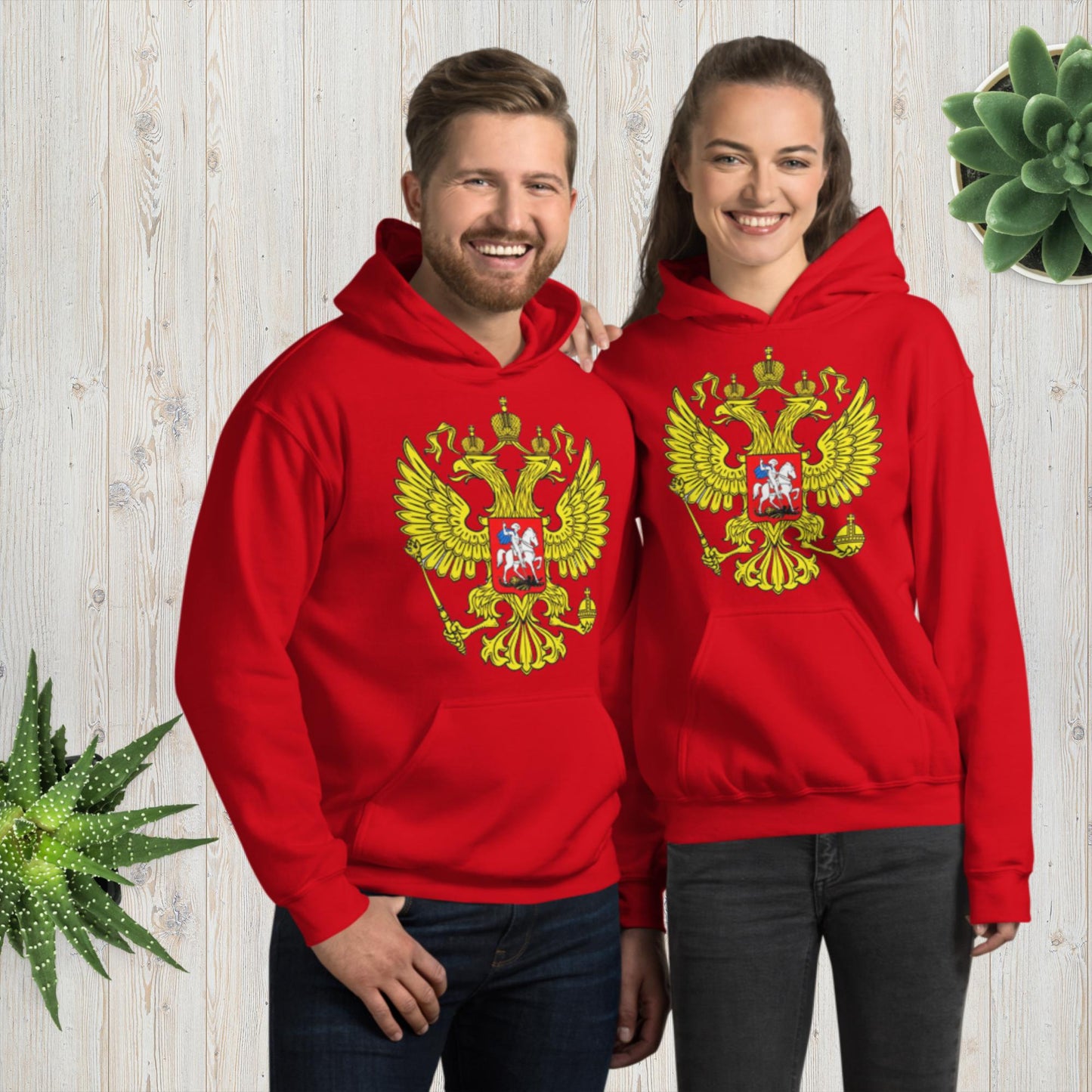 Hoodie Kapuzenpullover mit Russland Wappen in verschiedenen Farben