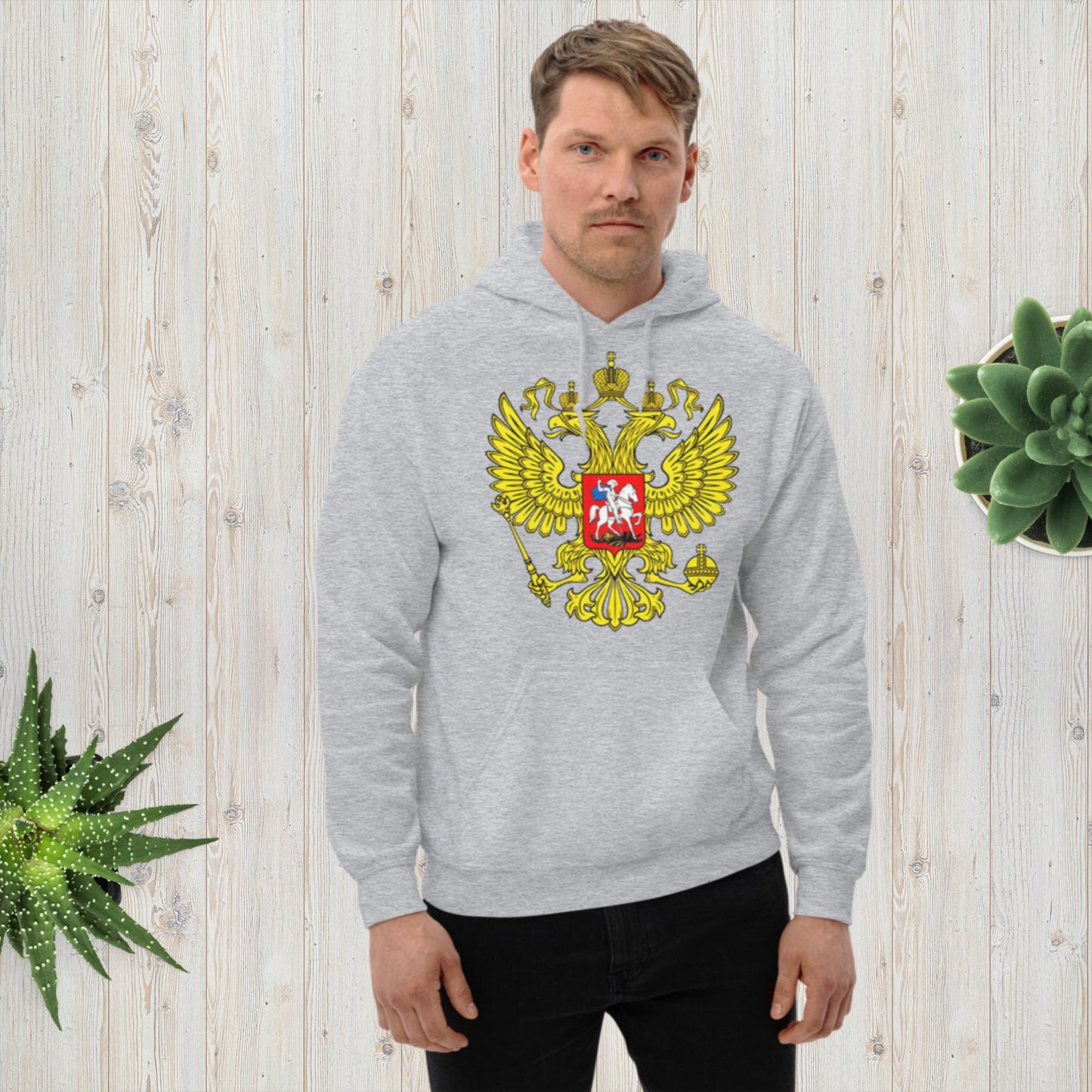 Hoodie Kapuzenpullover mit Russland Wappen in verschiedenen Farben