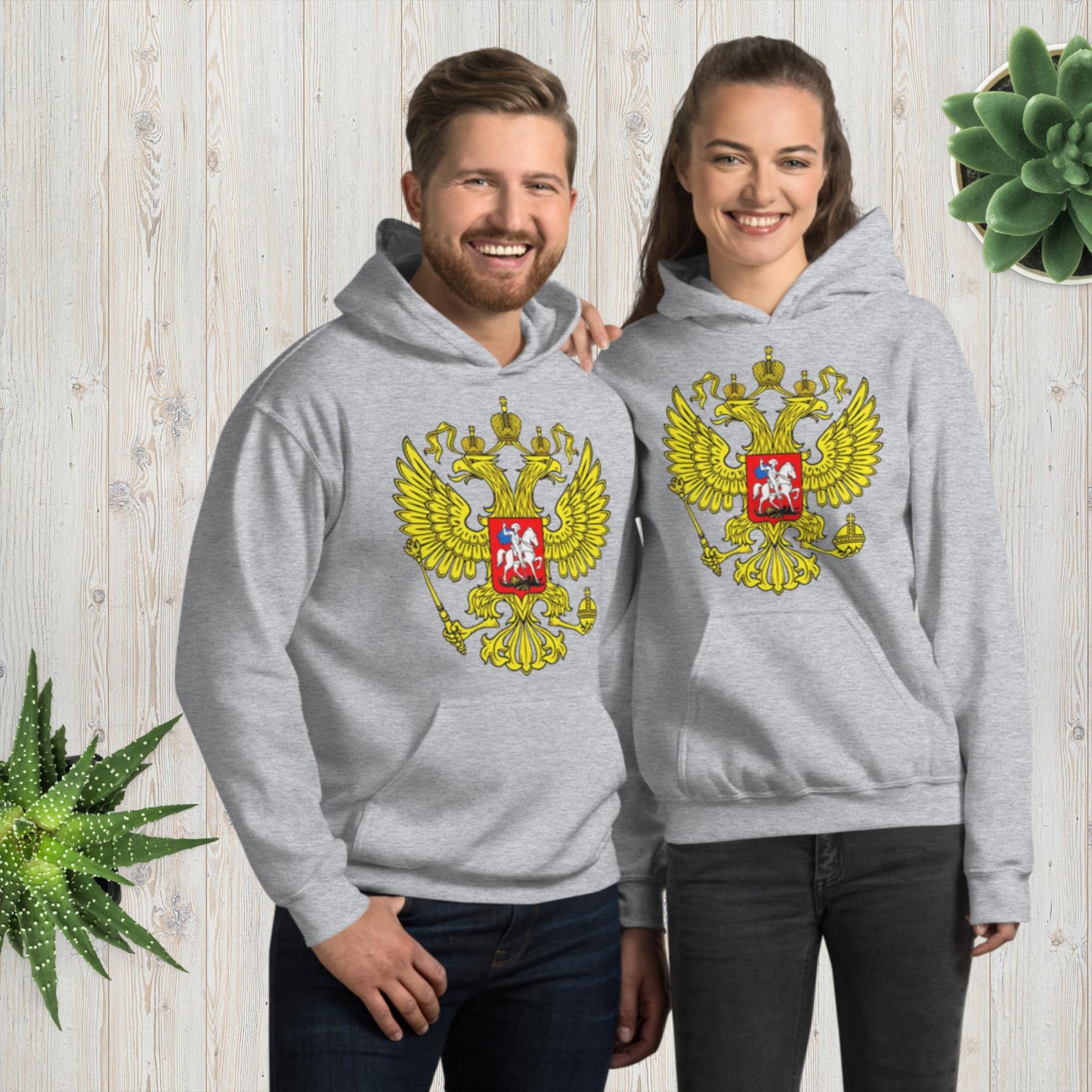 Hoodie Kapuzenpullover mit Russland Wappen in verschiedenen Farben