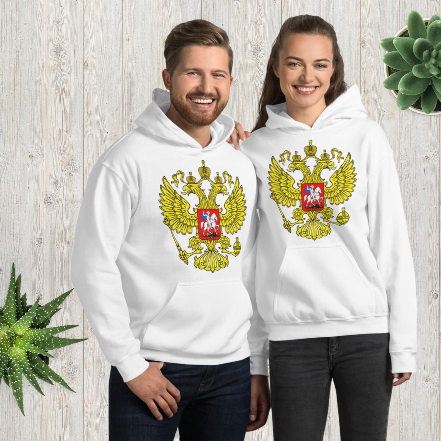 Hoodie Kapuzenpullover mit Russland Wappen in verschiedenen Farben