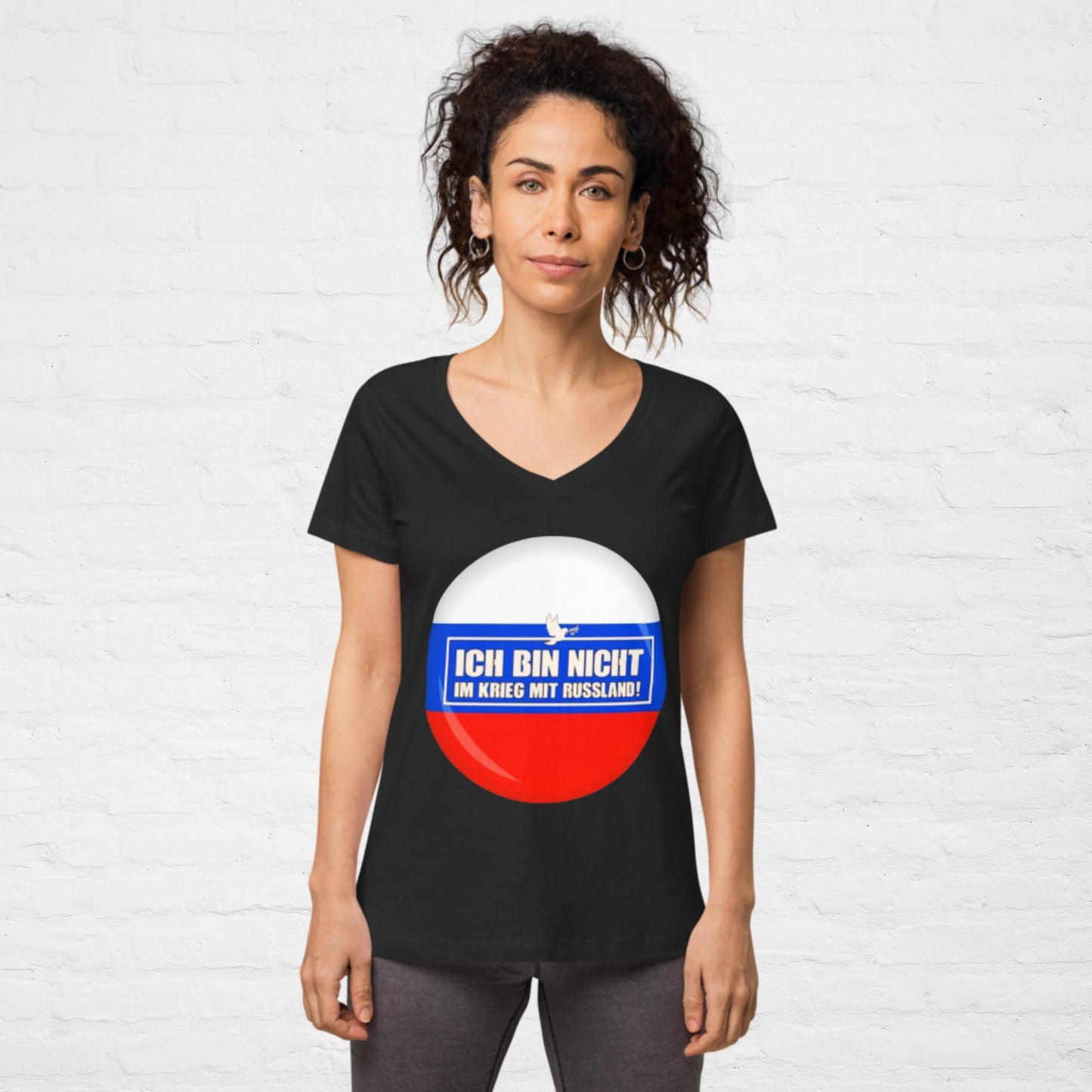 Kein Krieg mit Russland Damen-T-Shirt mit V-Ausschnitt