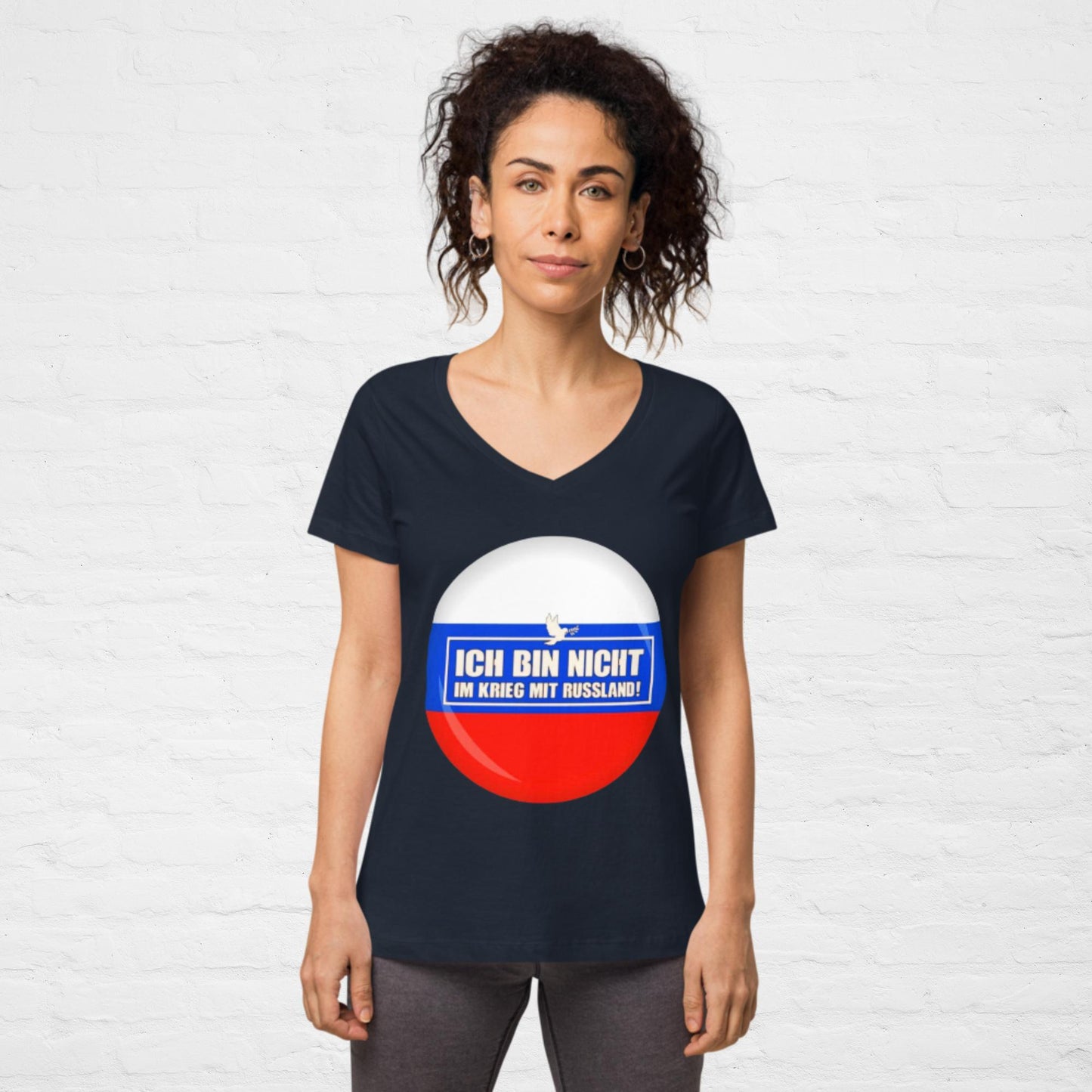 Kein Krieg mit Russland Damen-T-Shirt mit V-Ausschnitt