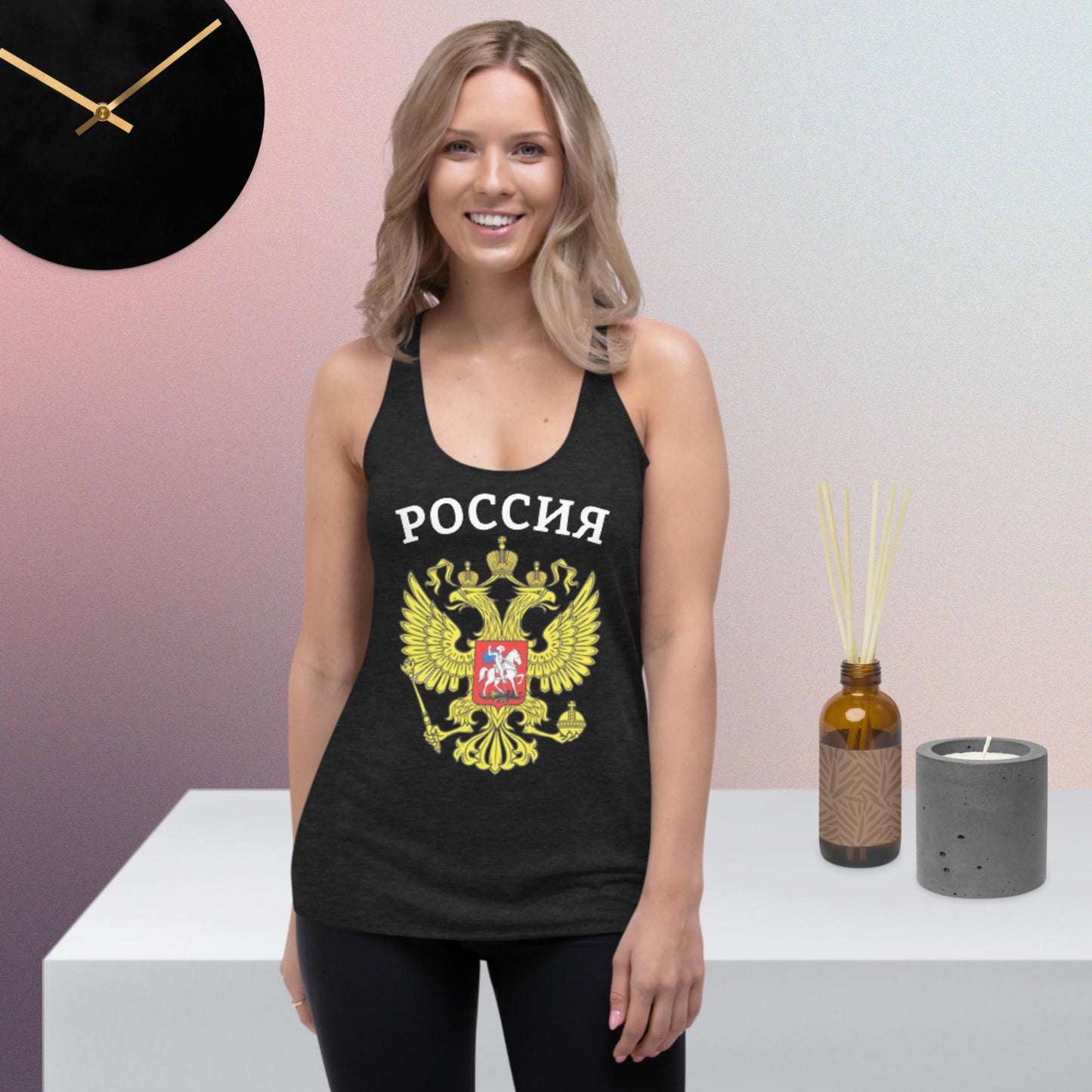 Russland Damen Racerback-Tank-Top in schwarz oder grau
