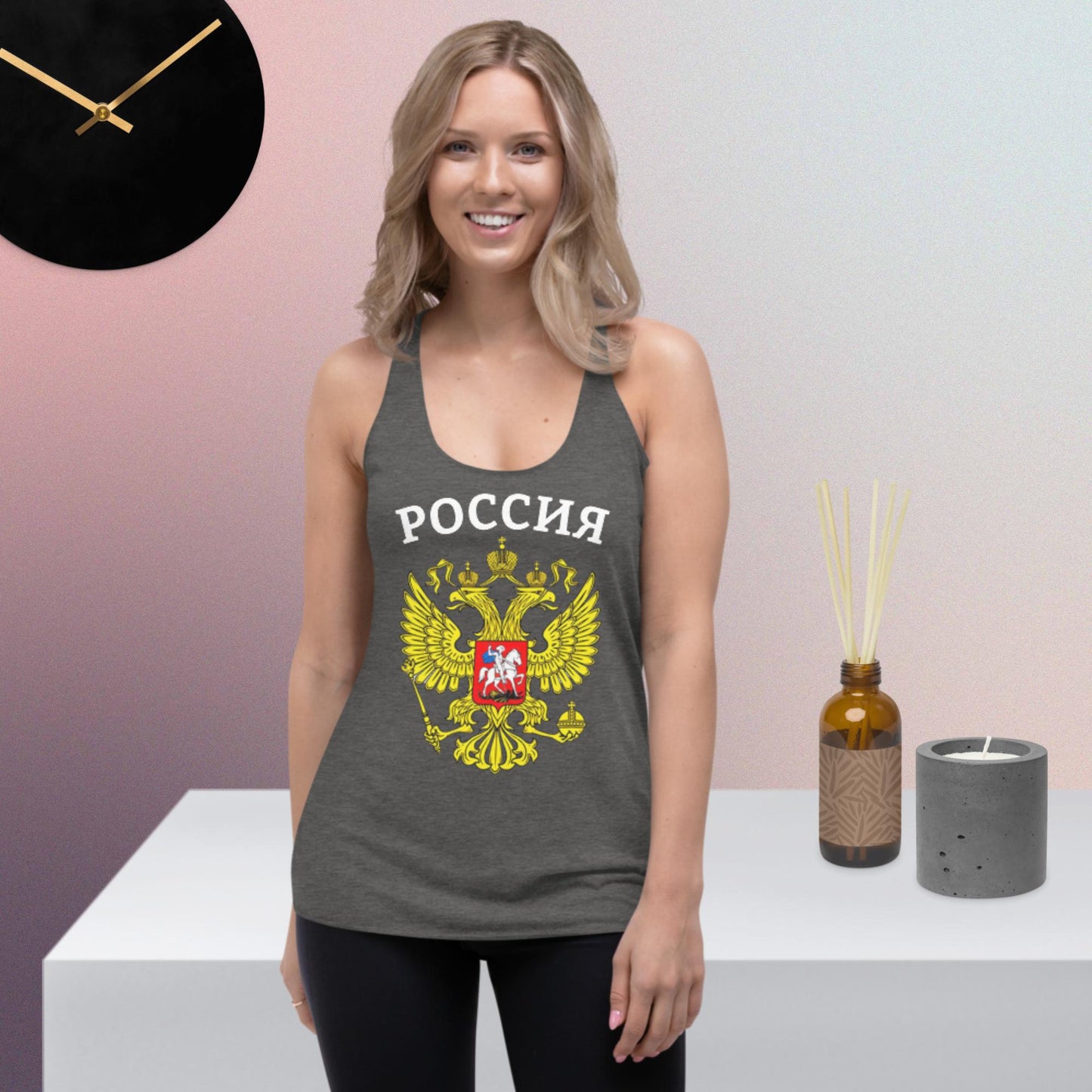 Russland Damen Racerback-Tank-Top in schwarz oder grau