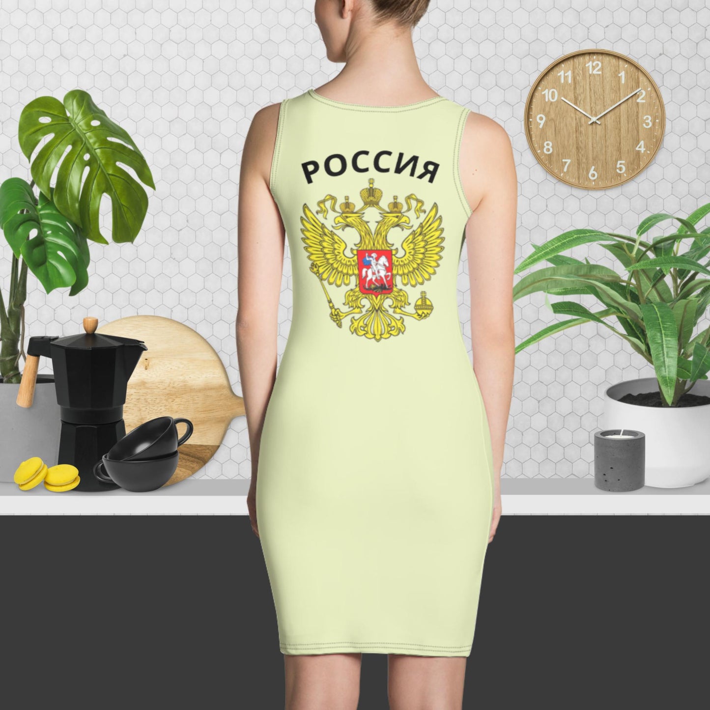 Tank-Top-Kleid mit Russland Wappen in hellgrün (snow flurry)