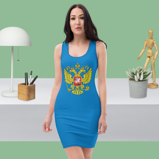 Tank-Top-Kleid mit Russland-Wappen in blau