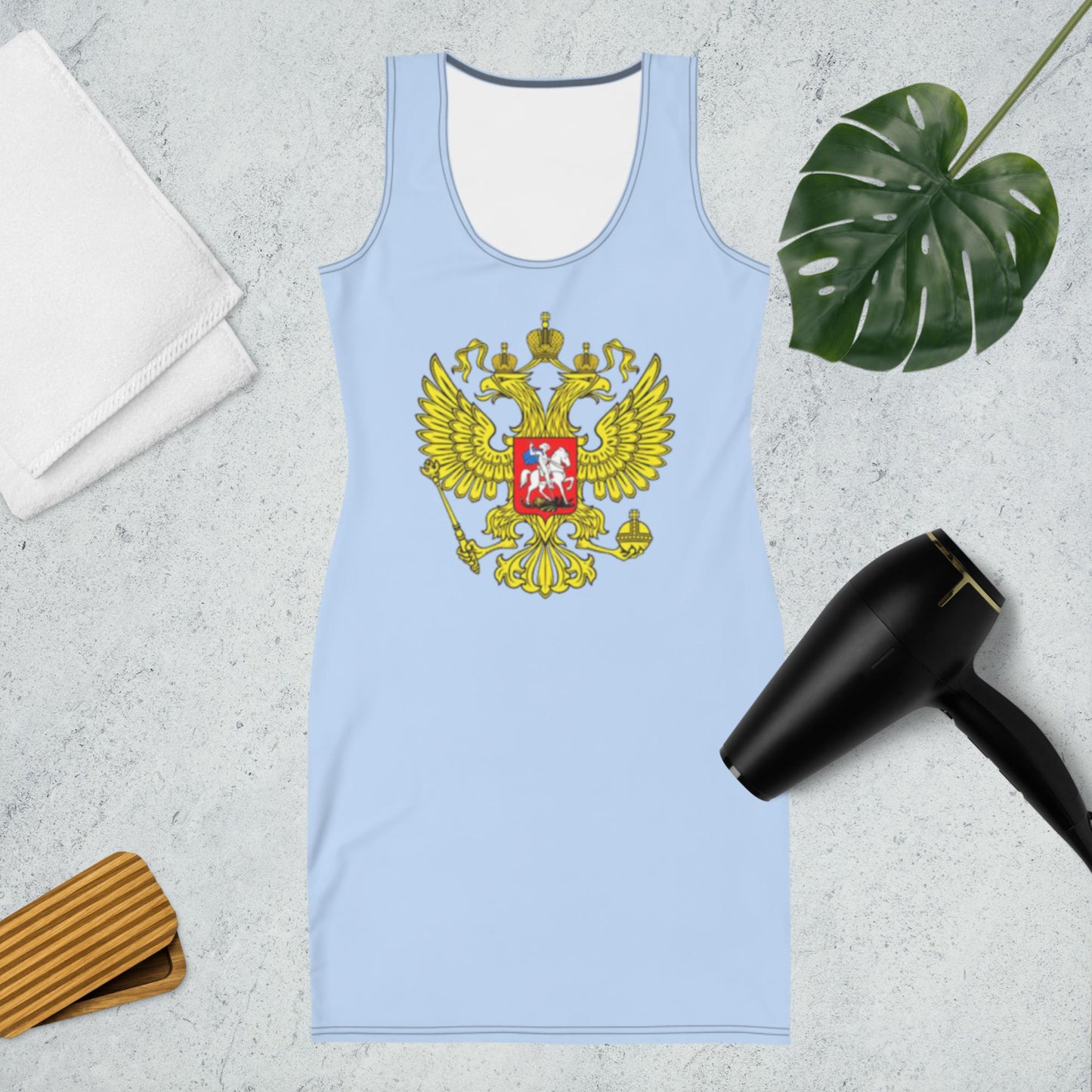 Tank-Top-Kleid mit Russland-Wappen in falkenblau