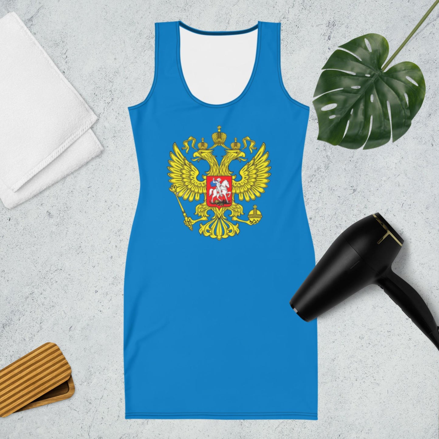 Tank-Top-Kleid mit Russland-Wappen in blau
