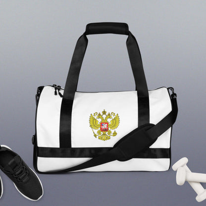Sporttasche mit Russland-Wappen in weiß