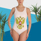 Einteiliger Badeanzug mit Russland-Wappen in wisp pink