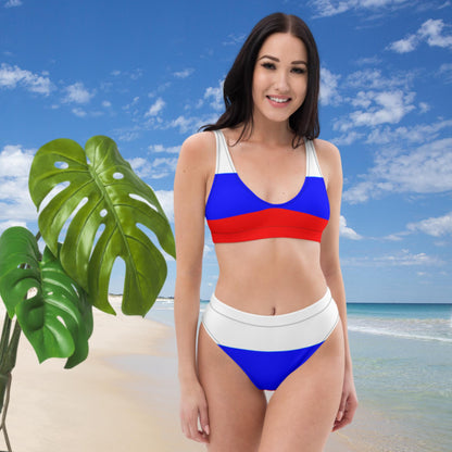 Recycelter High Waist Bikini in Farben der Russischen Flagge