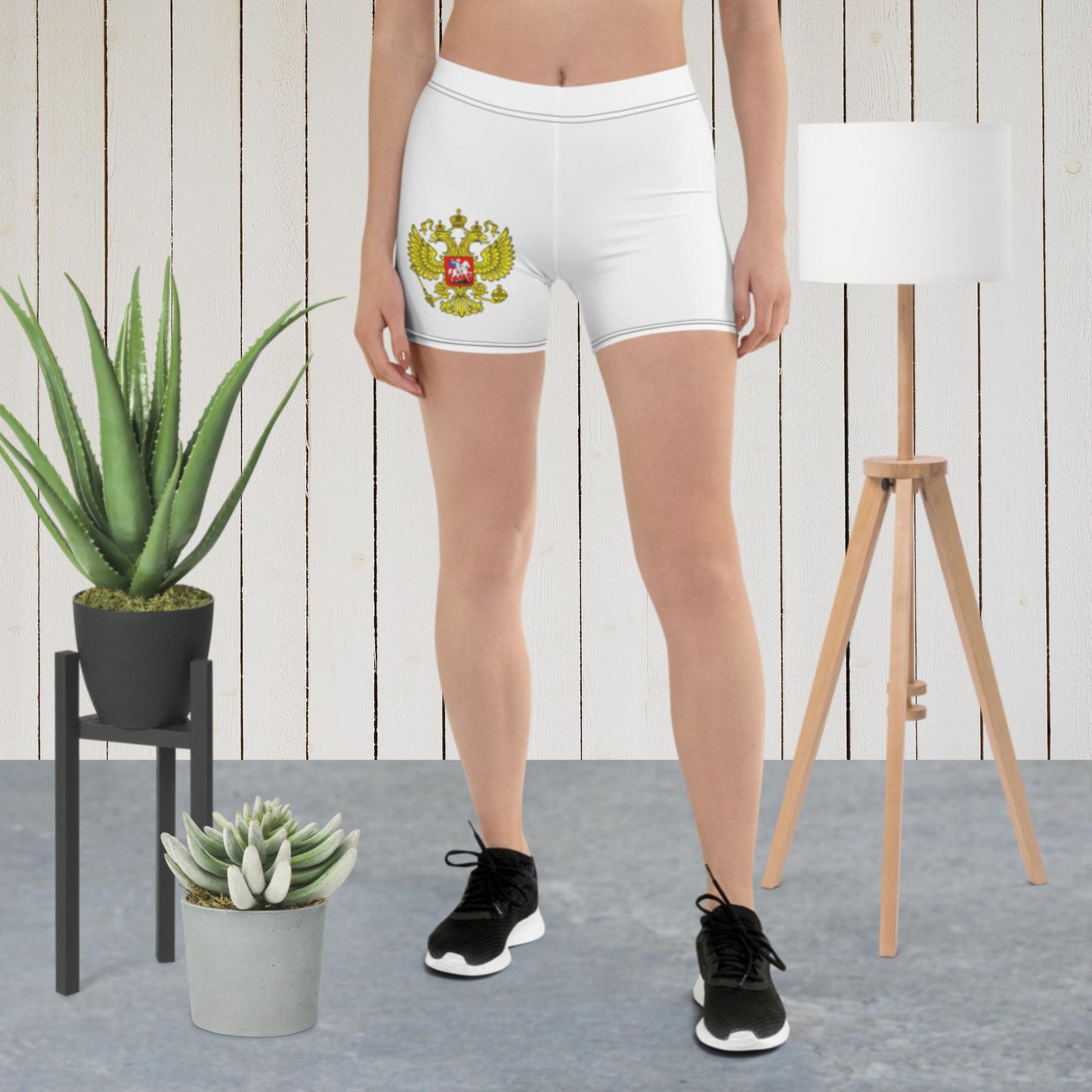 Kurze enge Sporthose Shorts für Damen in weiß