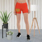 Kurze enge Sporthose Shorts für Damen in orange-rot
