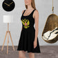 Skater-Kleid mit Russland-Wappen in schwarz