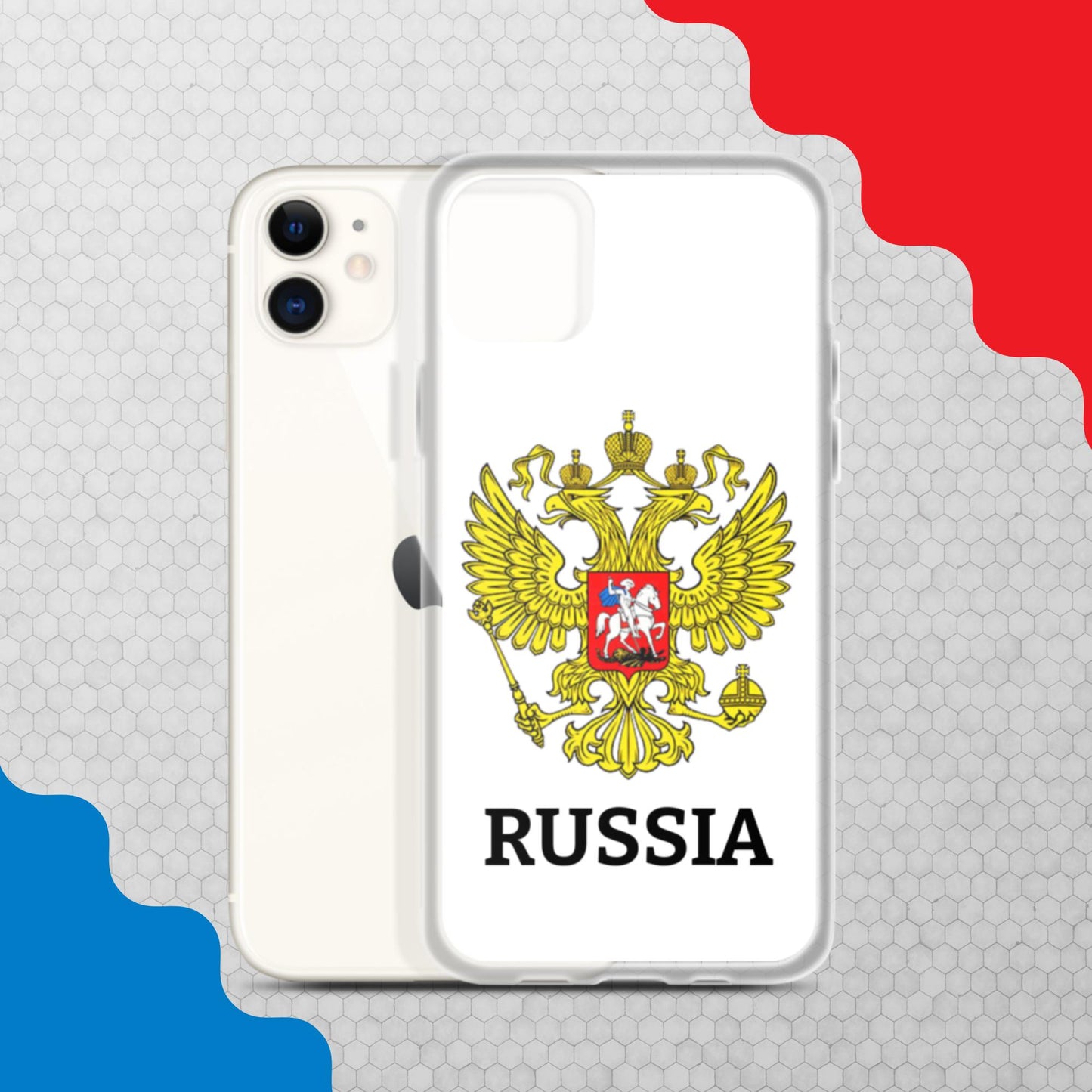 iPhone-Hülle mit Russland-Wappen in weiß (alle Modelle)