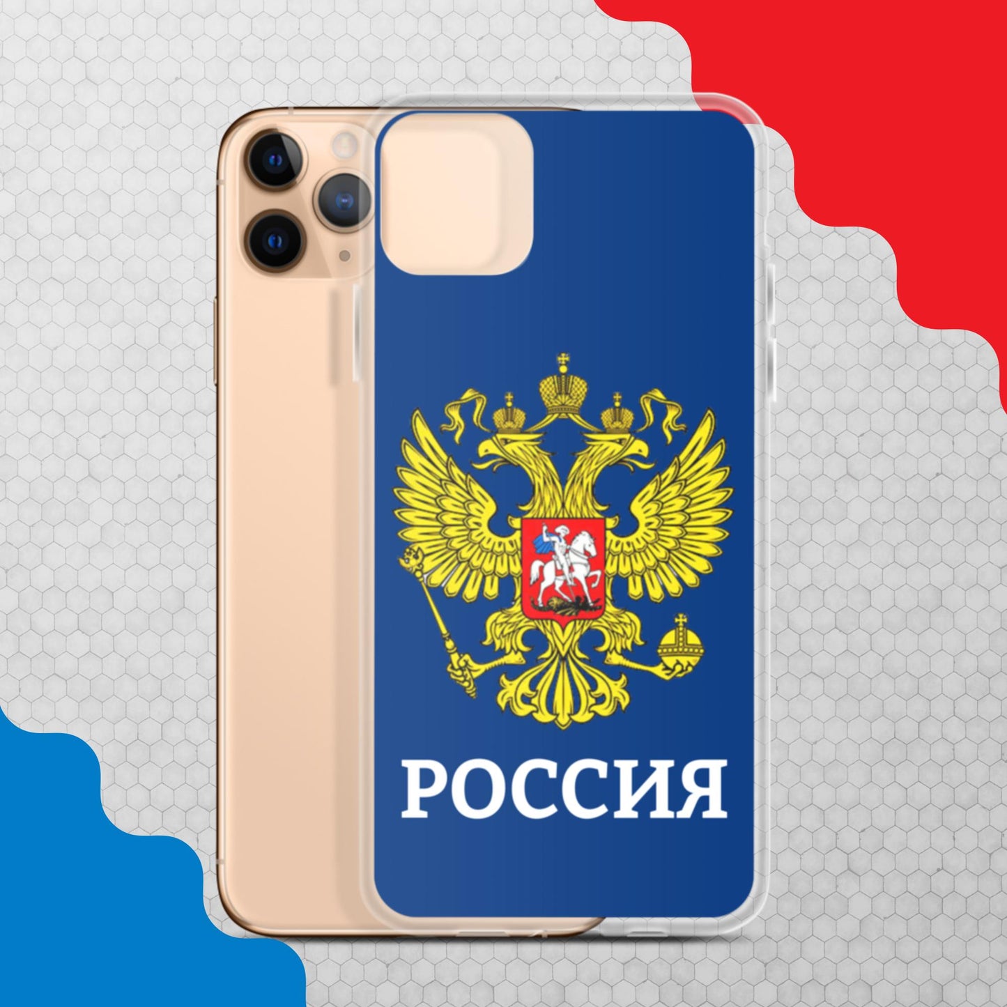 iPhone-Hülle mit Russland-Wappen in blau (alle Modelle)