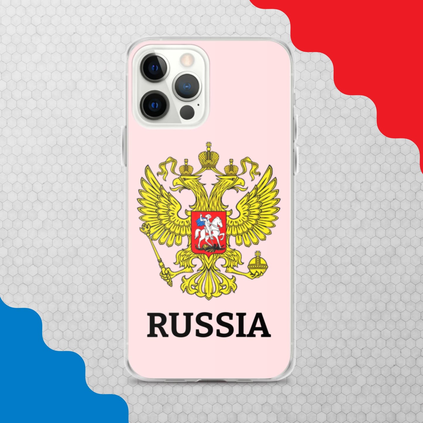 iPhone-Hülle mit Russland-Wappen in rosa (alle Modelle)