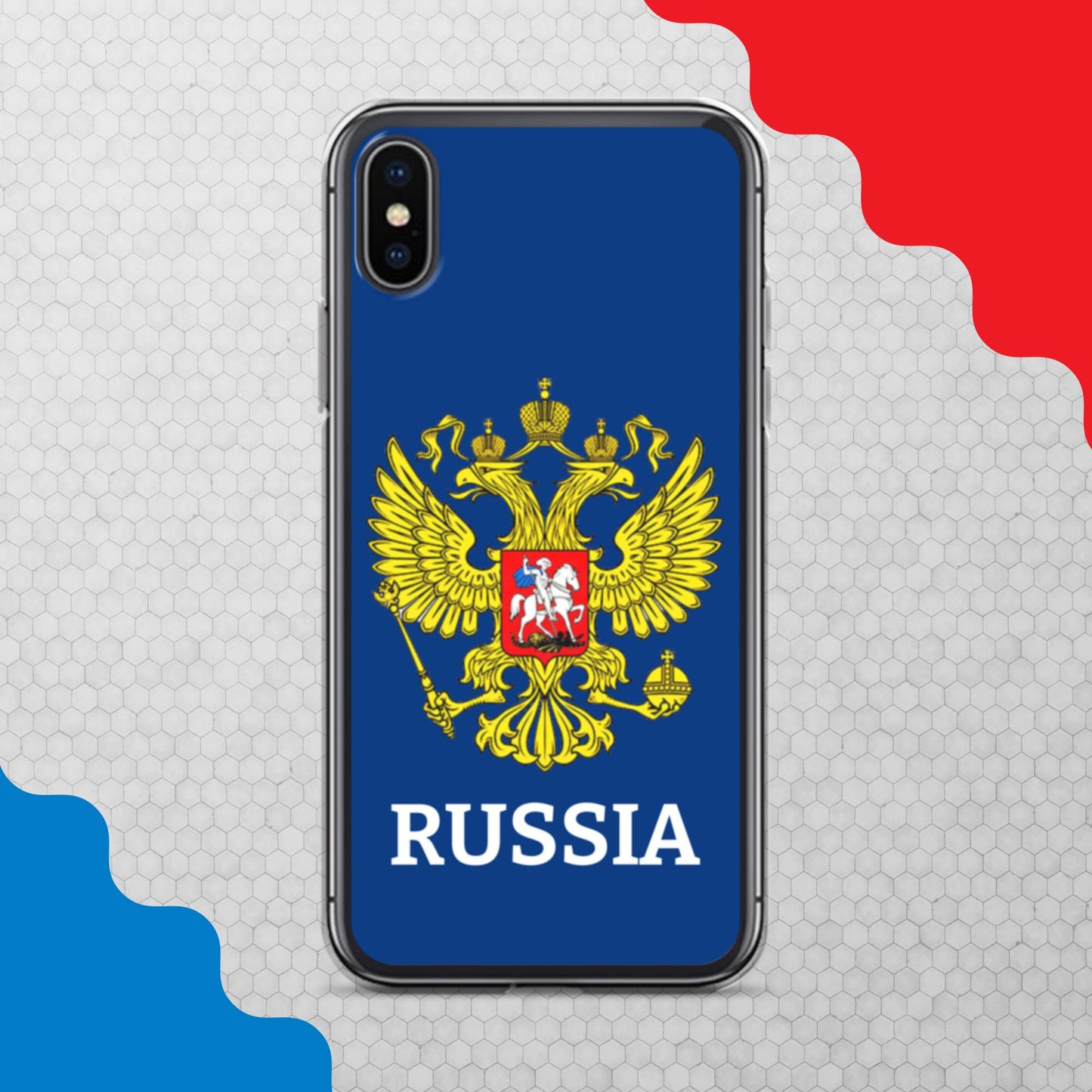 iPhone-Hülle mit Russland-Wappen in blau (alle Modelle)