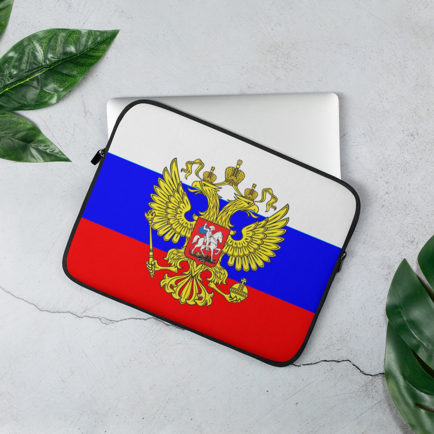 Laptop-Tasche in Farben der Russischen Flagge mit Wappen