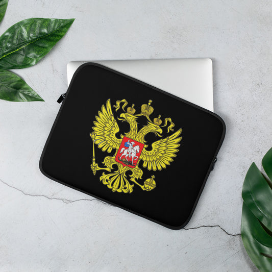 Laptop-Tasche mit Russland-Wappen in schwarz